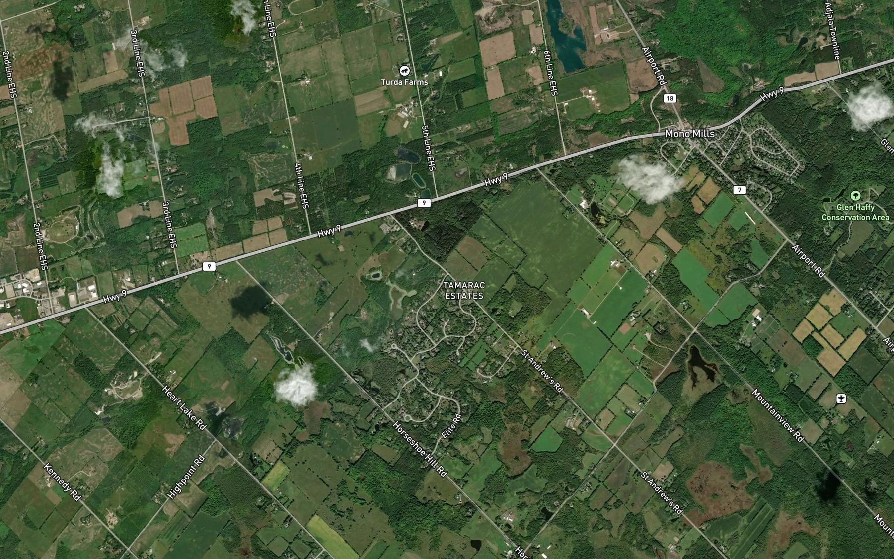 Satellite map of the Humber Springs Ponds