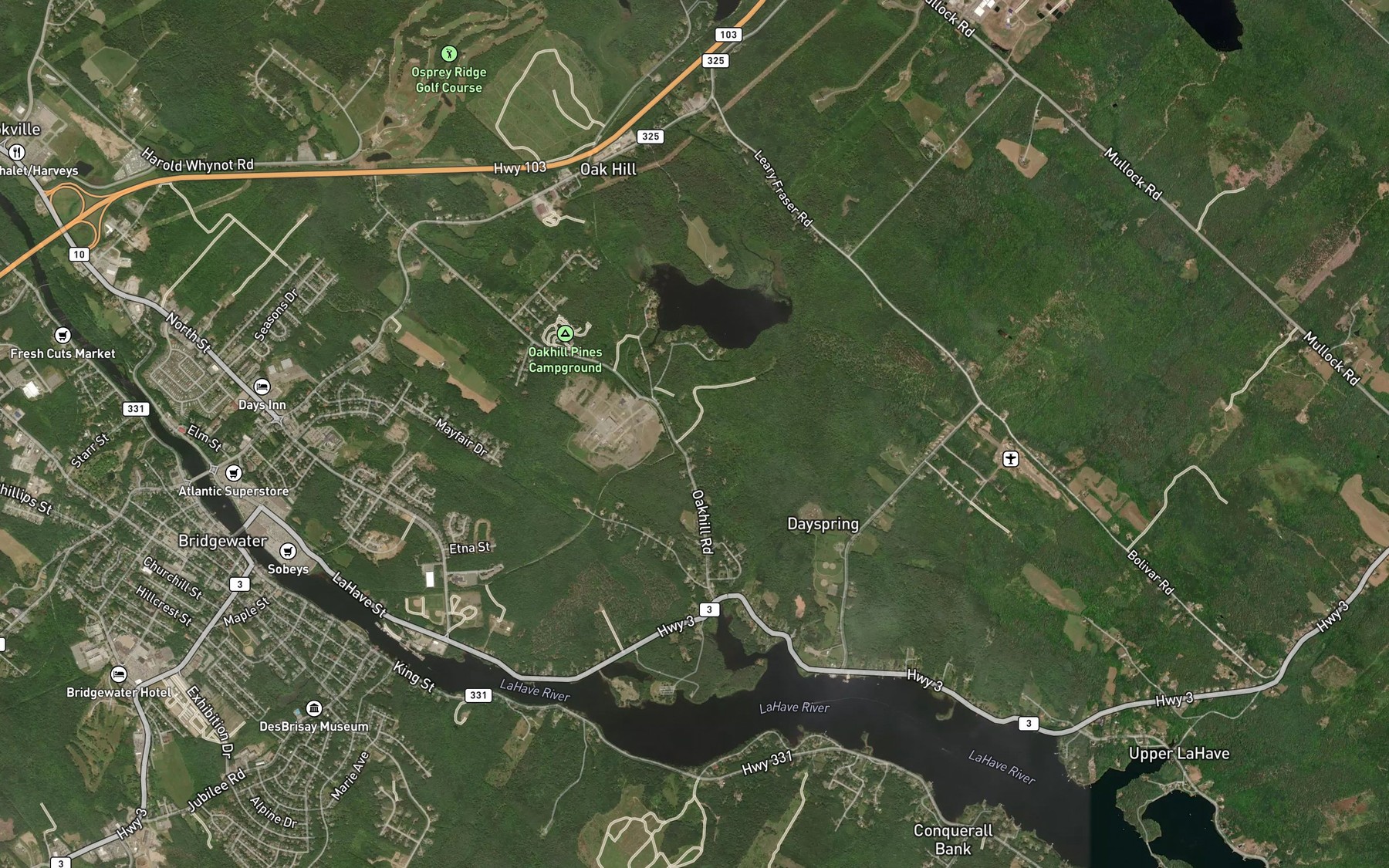 Satellite map of the Rhodenizer Brook