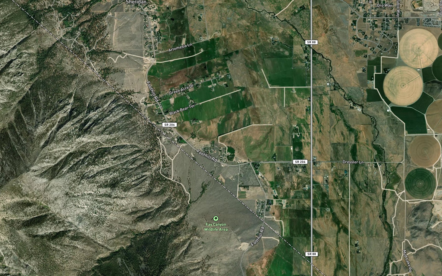 Satellite map of the Luther Creek