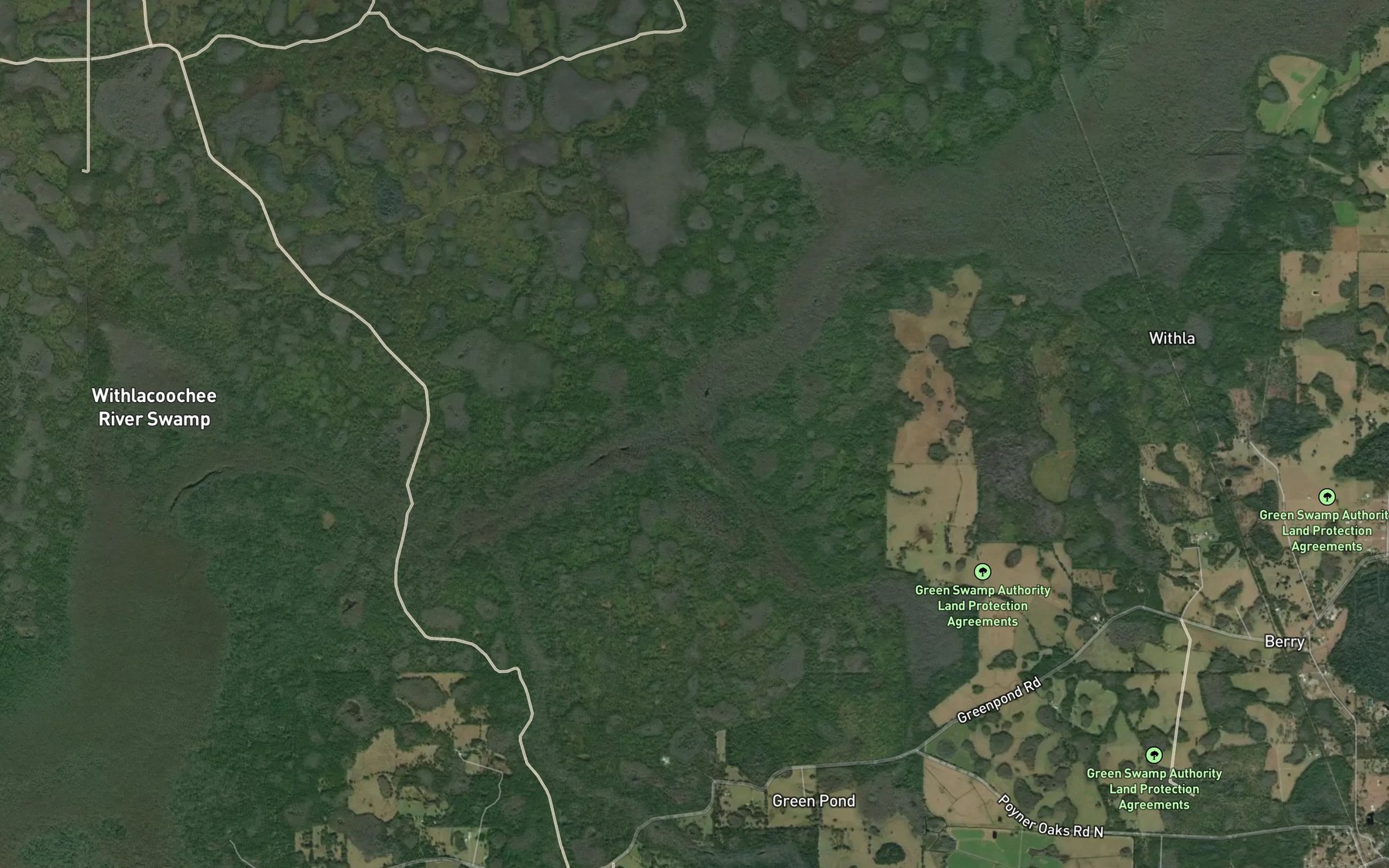 Satellite map of the Pony Creek
