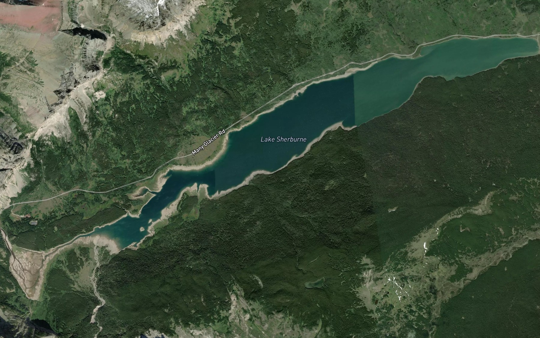 Satellite map of the Lake Sherburne
