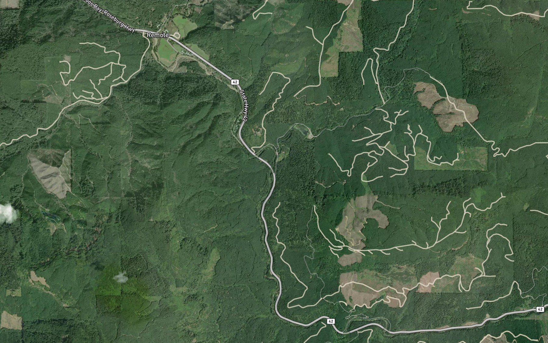 Satellite map of the Cabin Creek