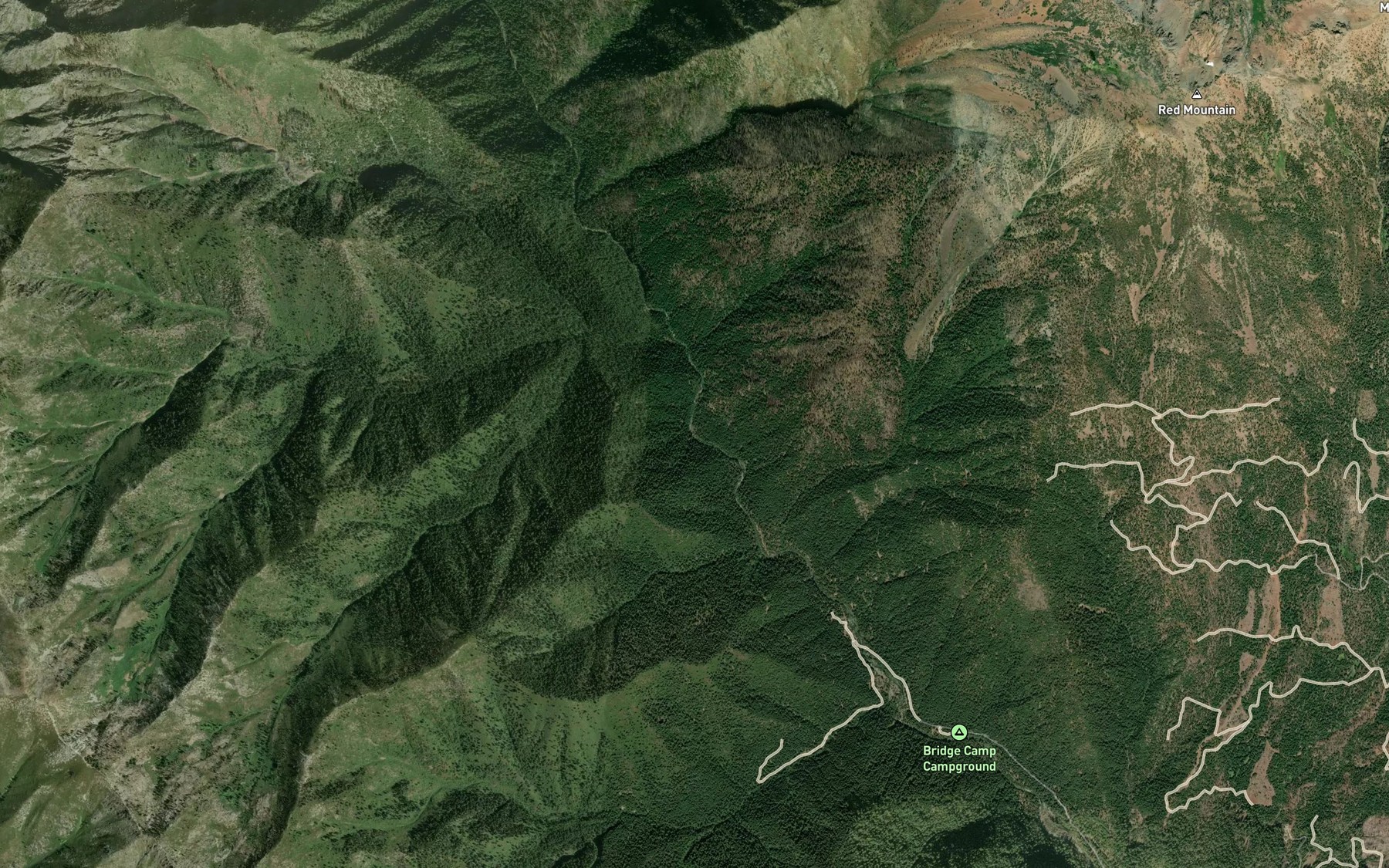 Satellite map of the Lightning Creek