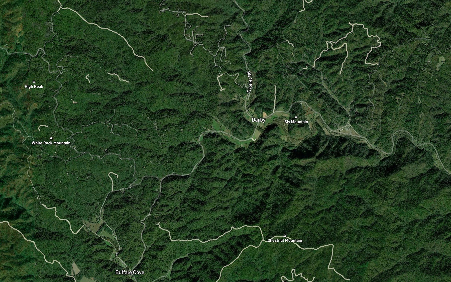 Satellite map of the Matts Branch