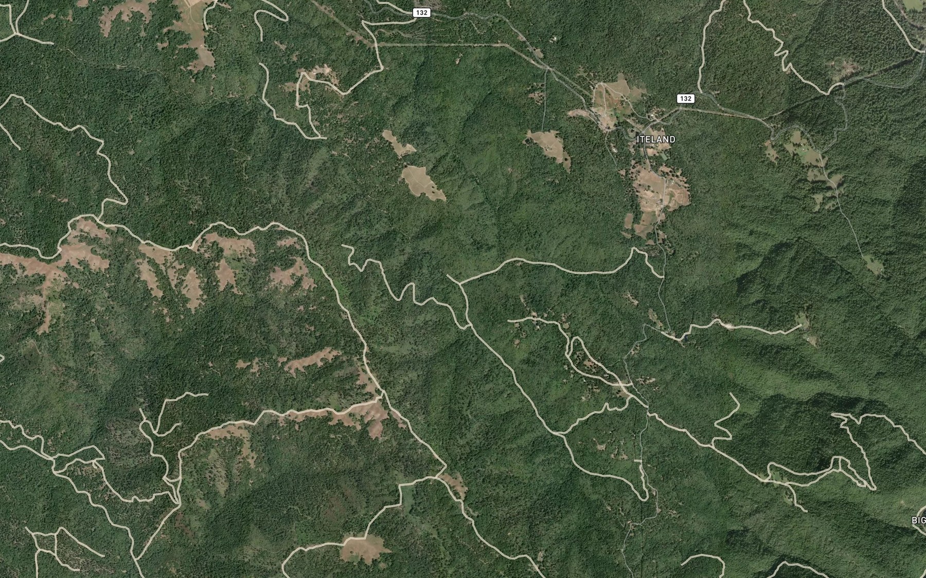 Satellite map of the South Fork Greenwood Creek