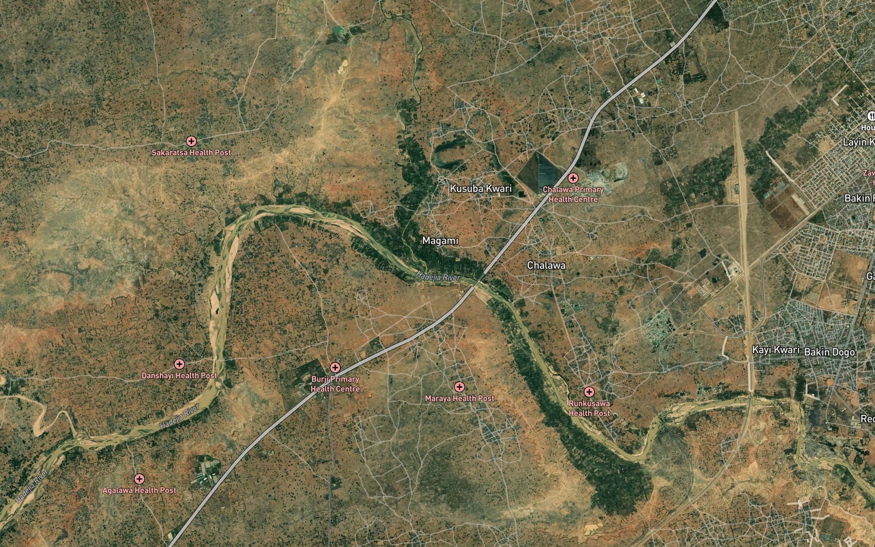 Satellite map of the River Watari