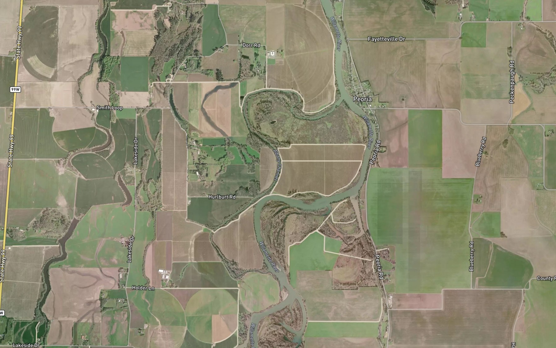 Satellite map of the Albany Channel