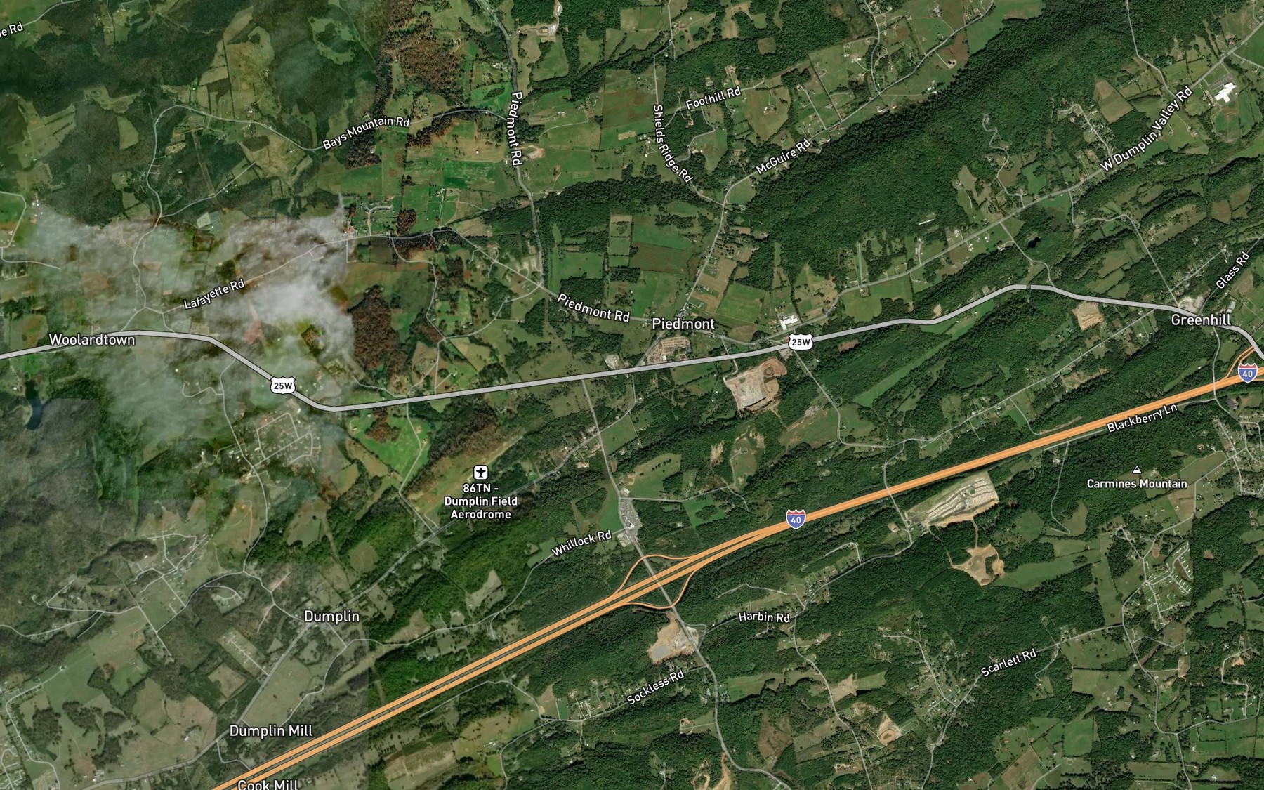 Satellite map of the Dance Branch