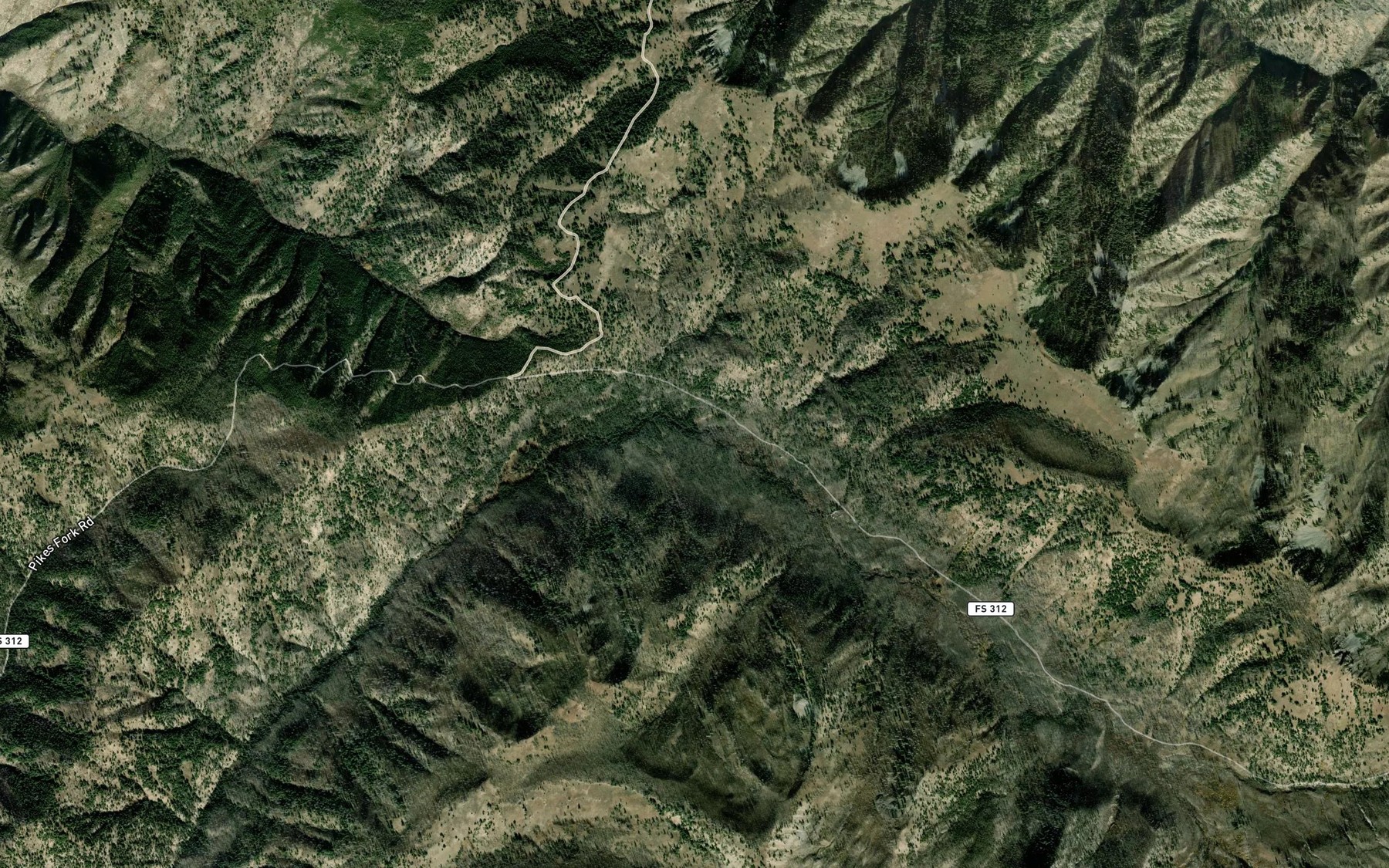 Satellite map of the Cabin Creek