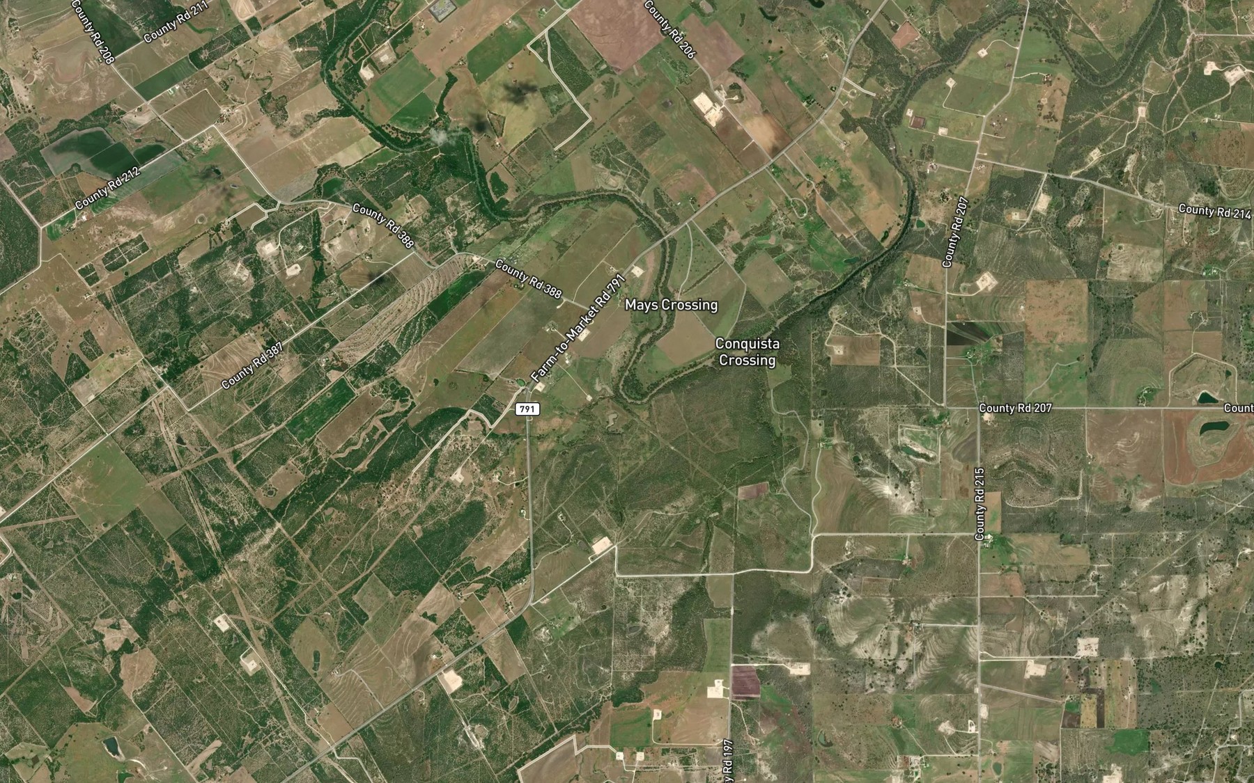 Satellite map of the Scared Dog Creek