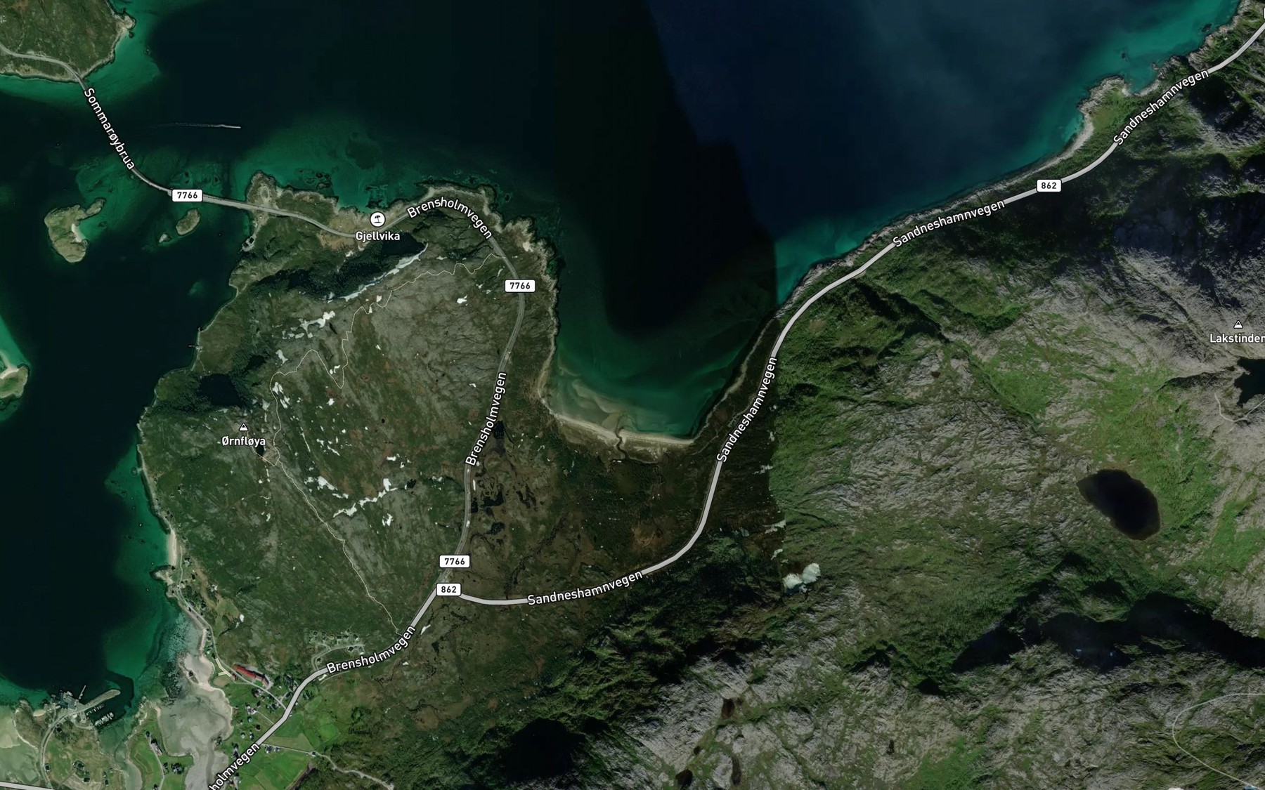 Satellite map of the Sandvikpollen