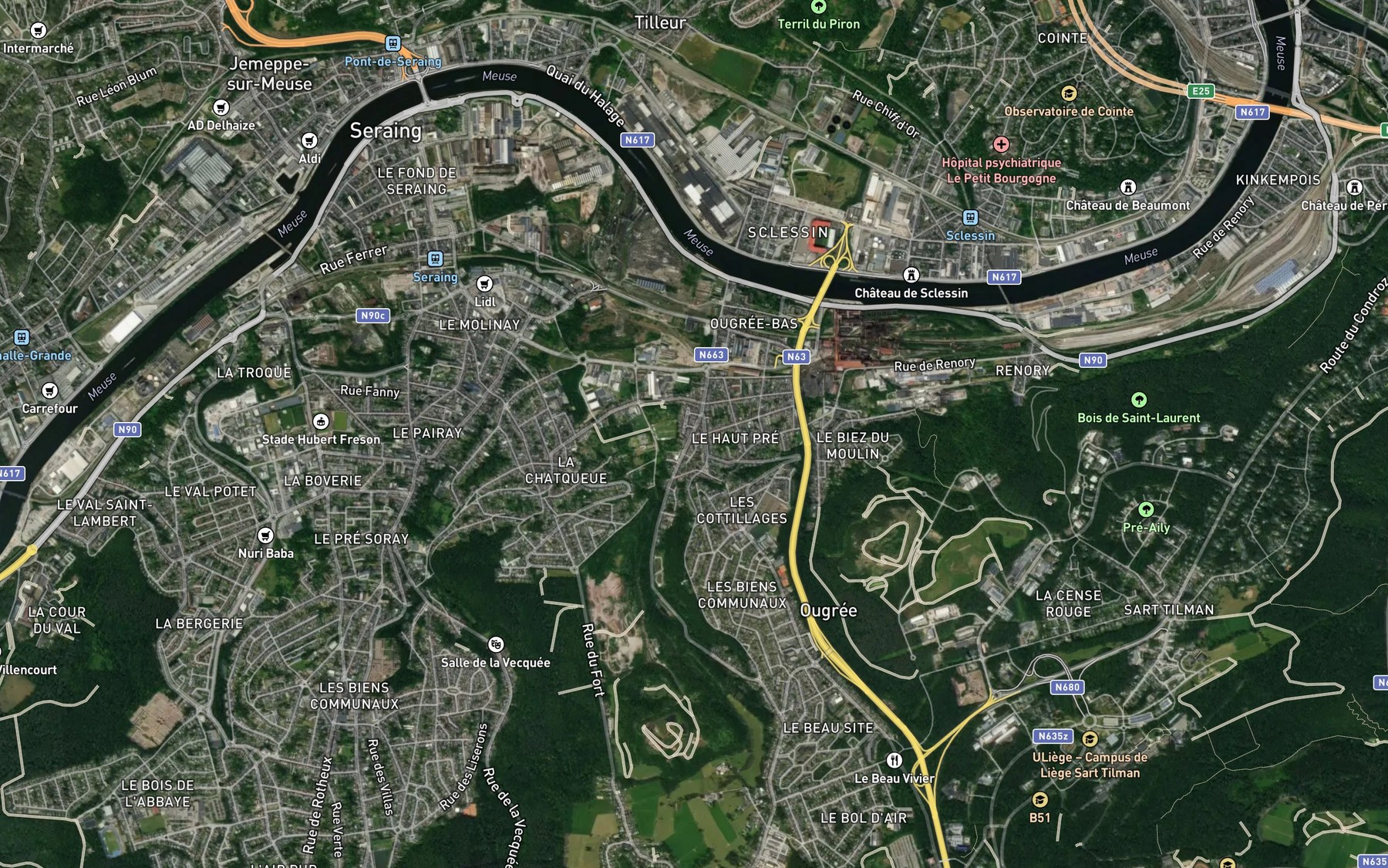 Satellite map of the Ruisseau de Lize