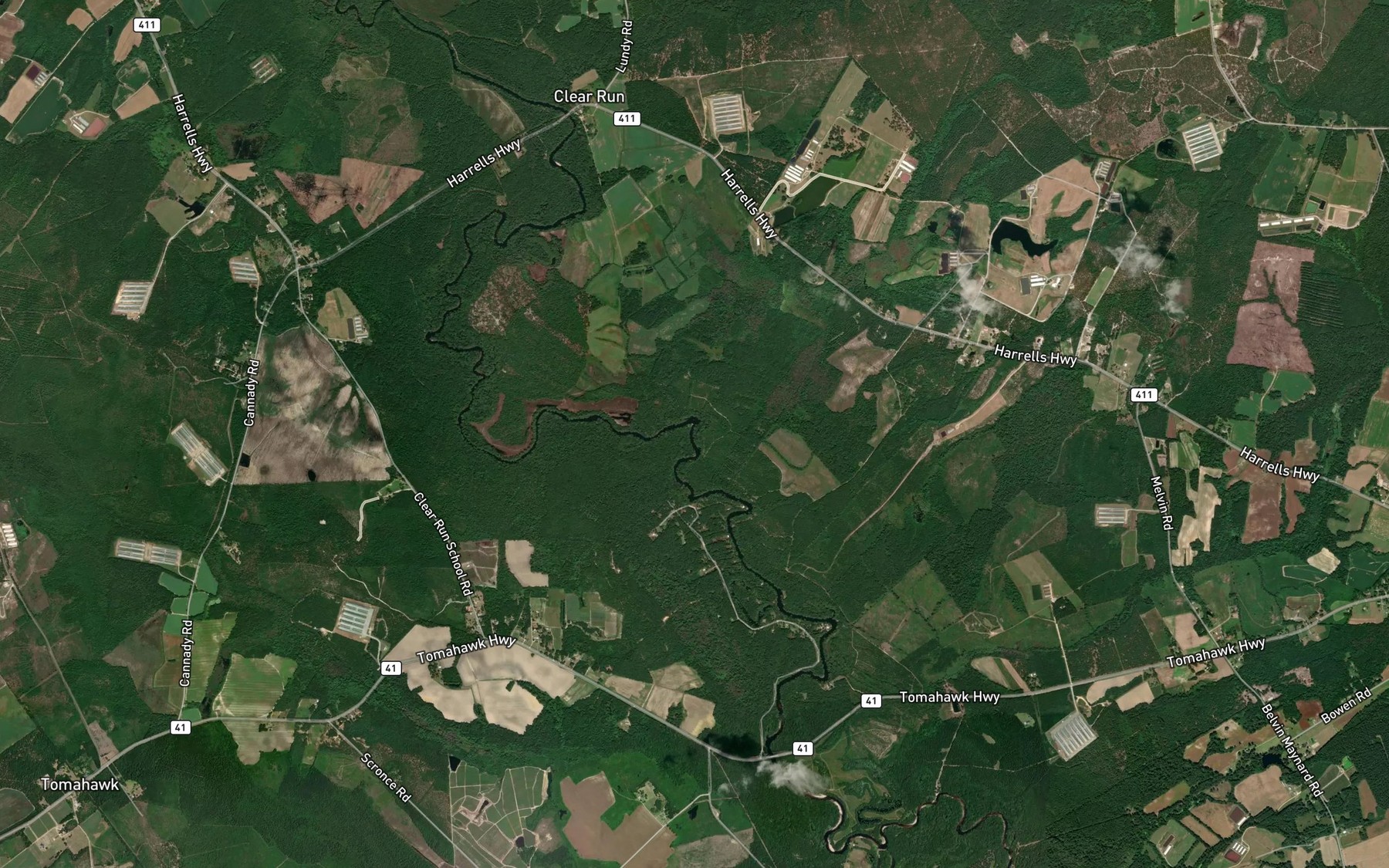 Satellite map of the Juniper Branch