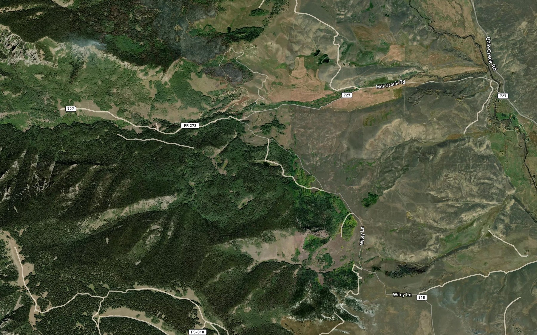 Satellite map of the Cunningham Lake