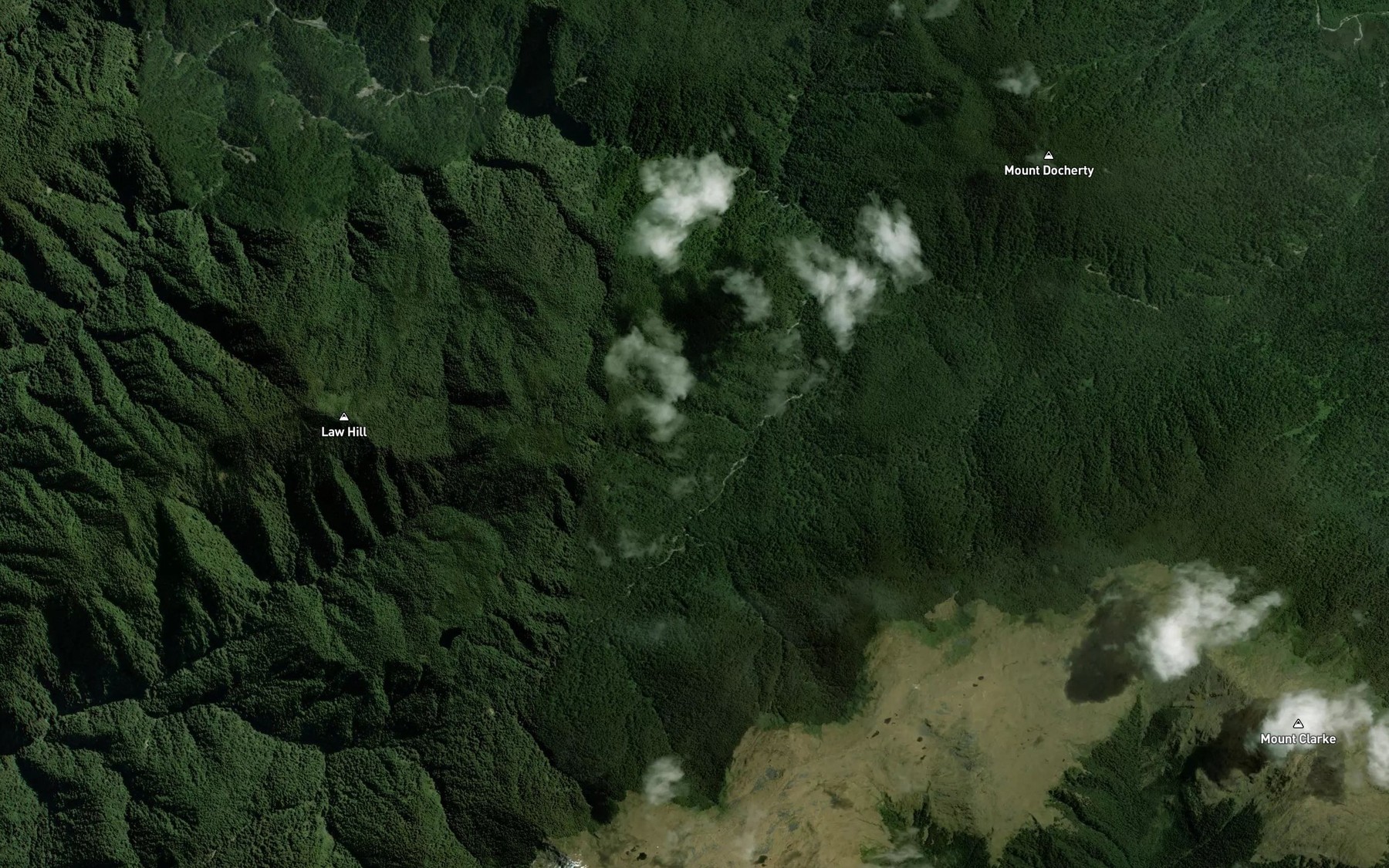 Satellite map of the Whakapohai River
