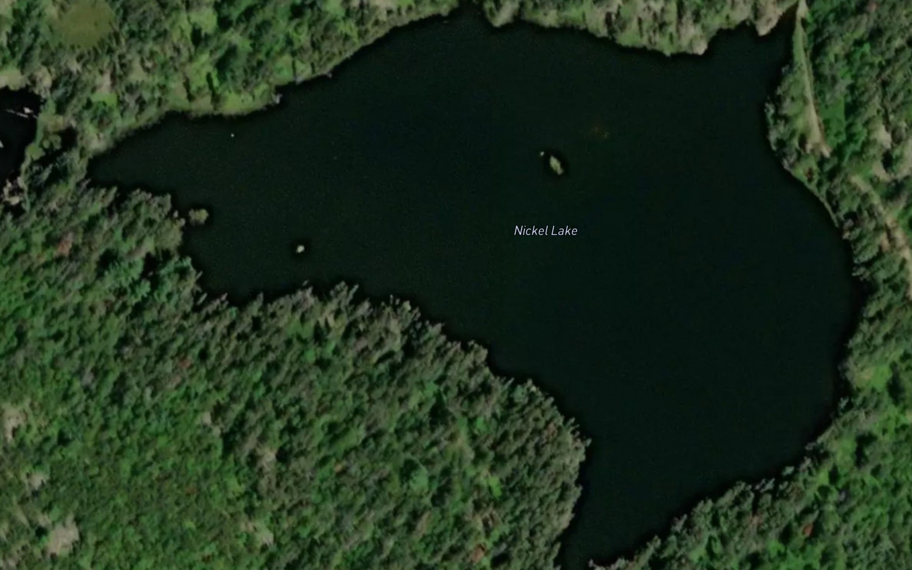 Satellite map of the Nickel Lake