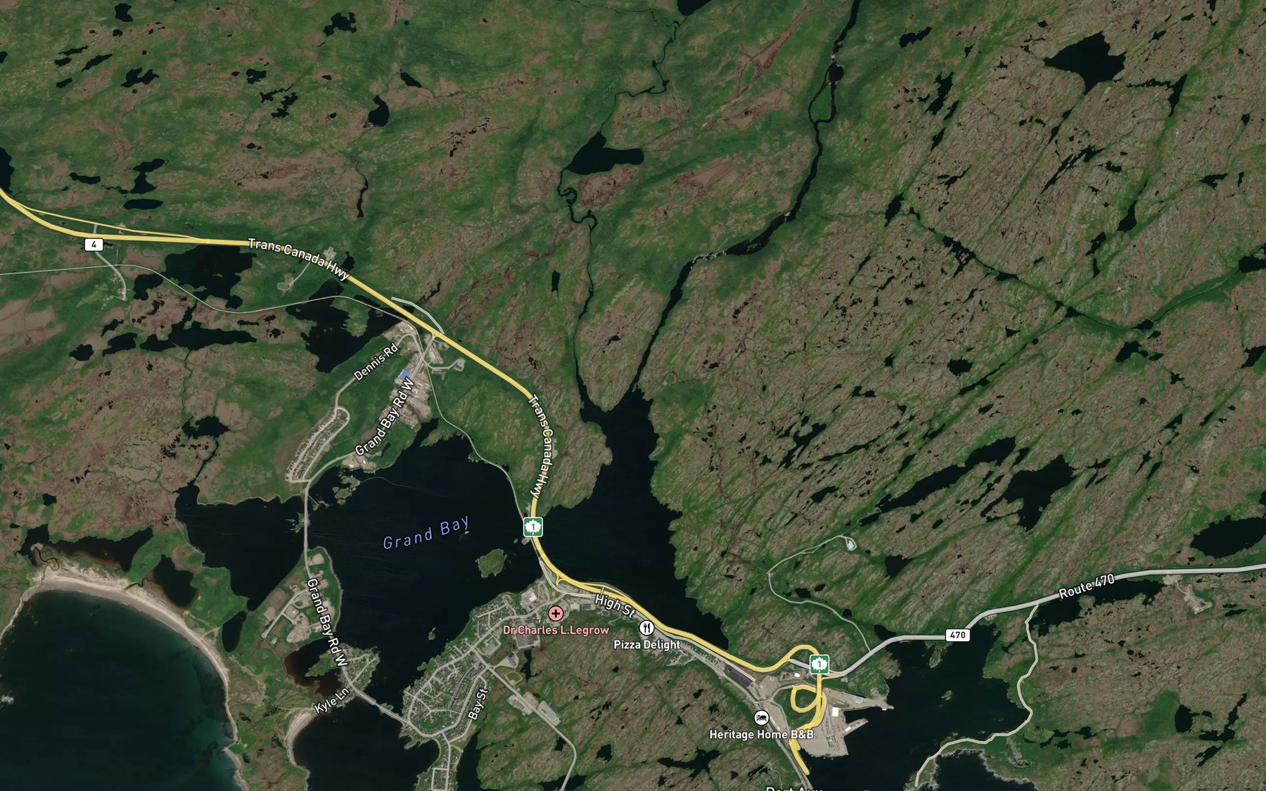 Satellite map of the Grand Bay River