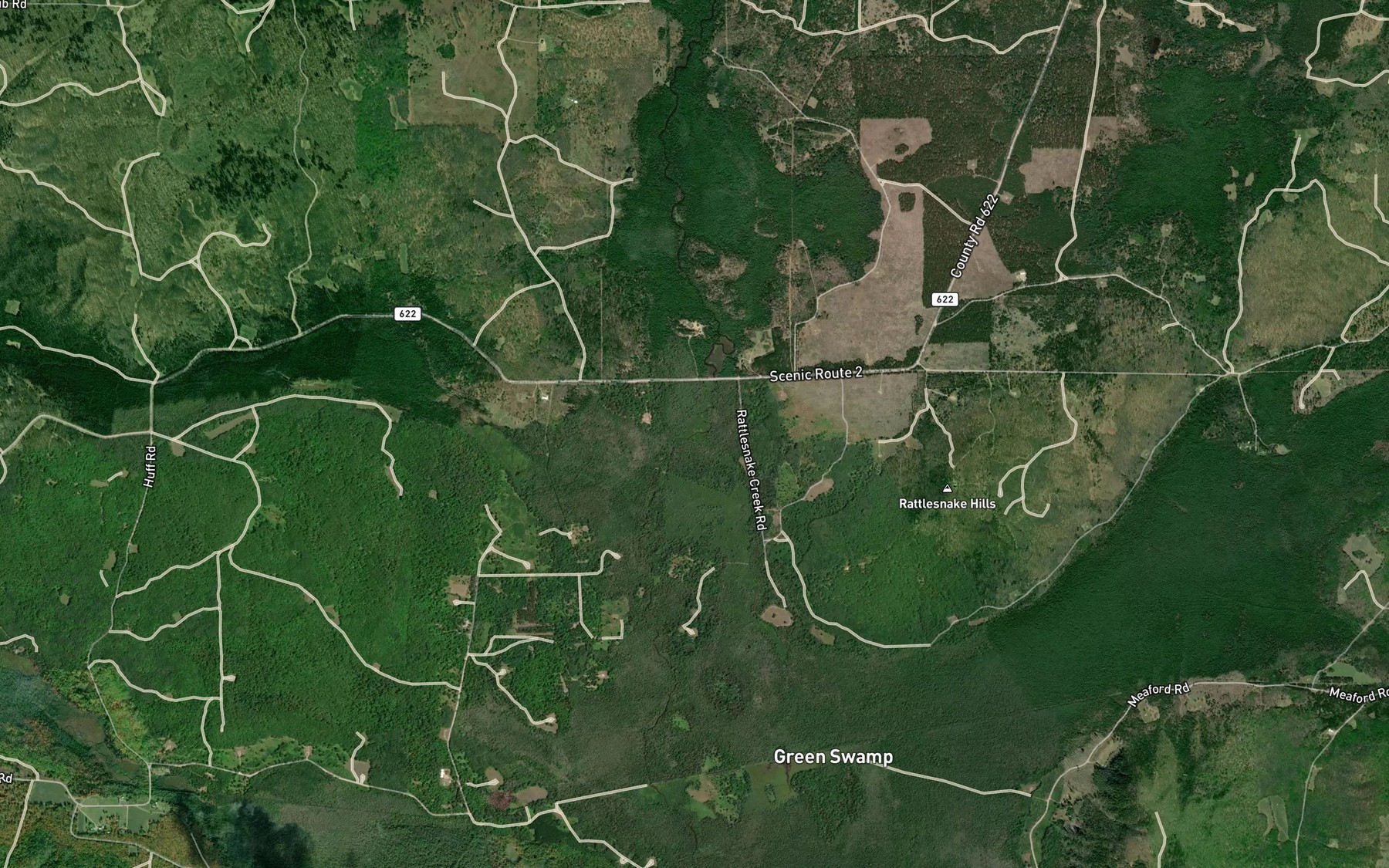Satellite map of the Rattlesnake Creek