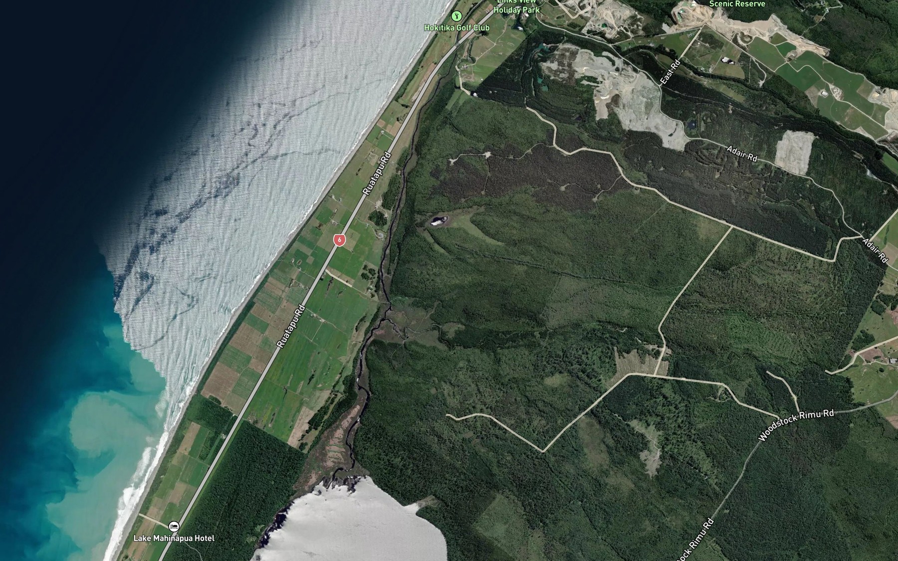 Satellite map of the Cowan Creek