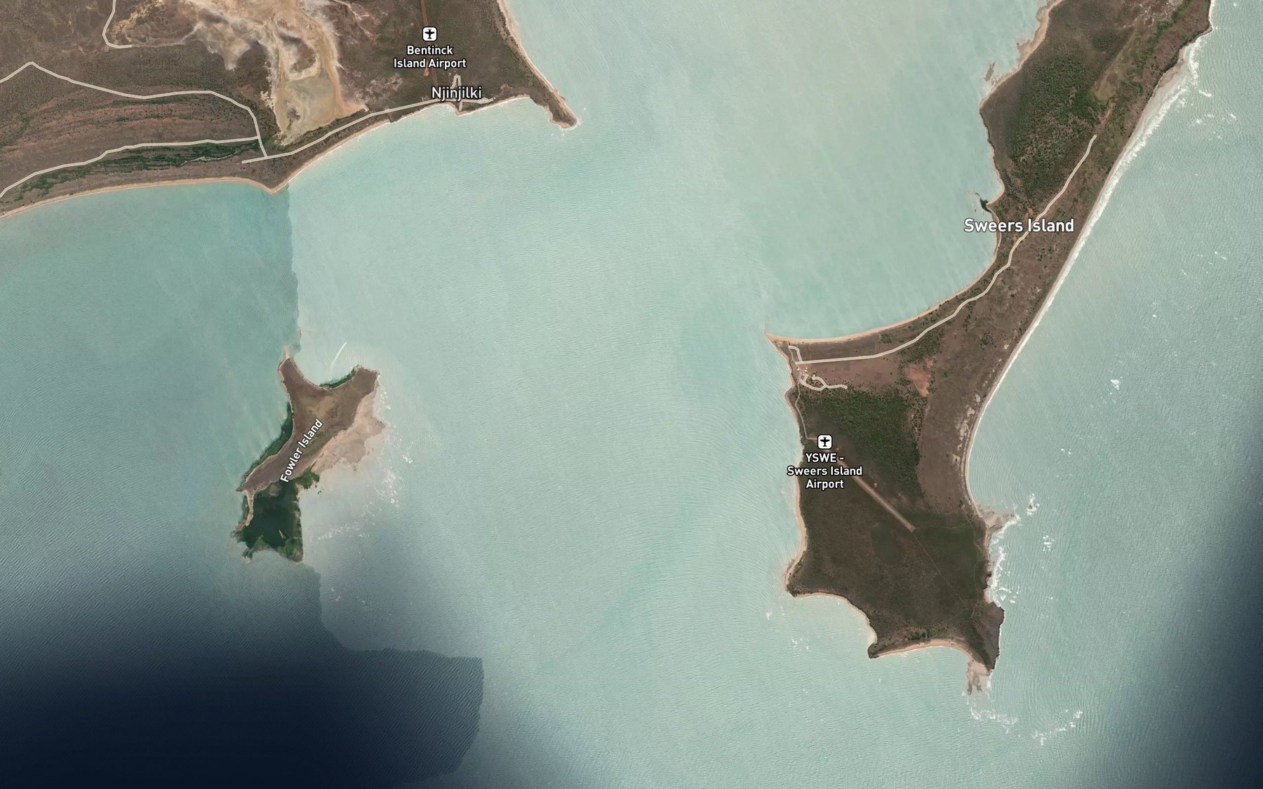 Satellite map of the Investigator Road