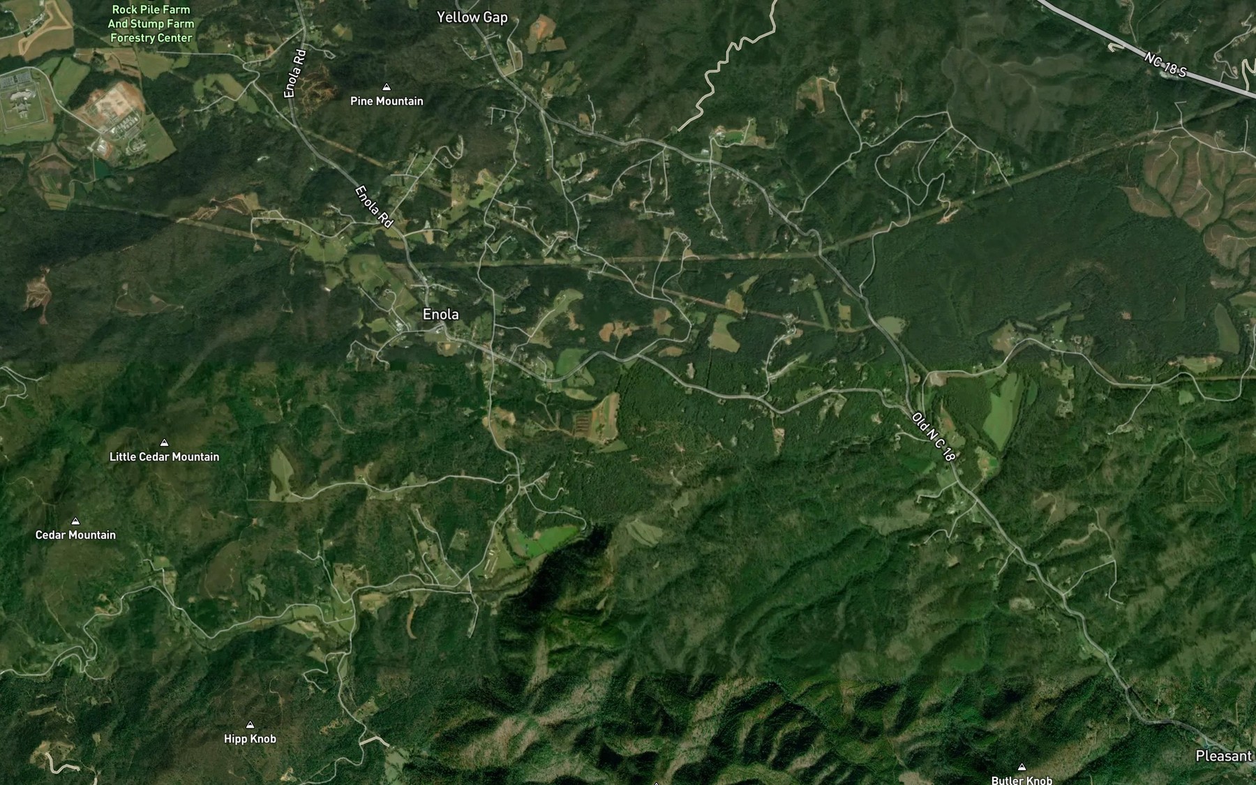 Satellite map of the Stacy Creek