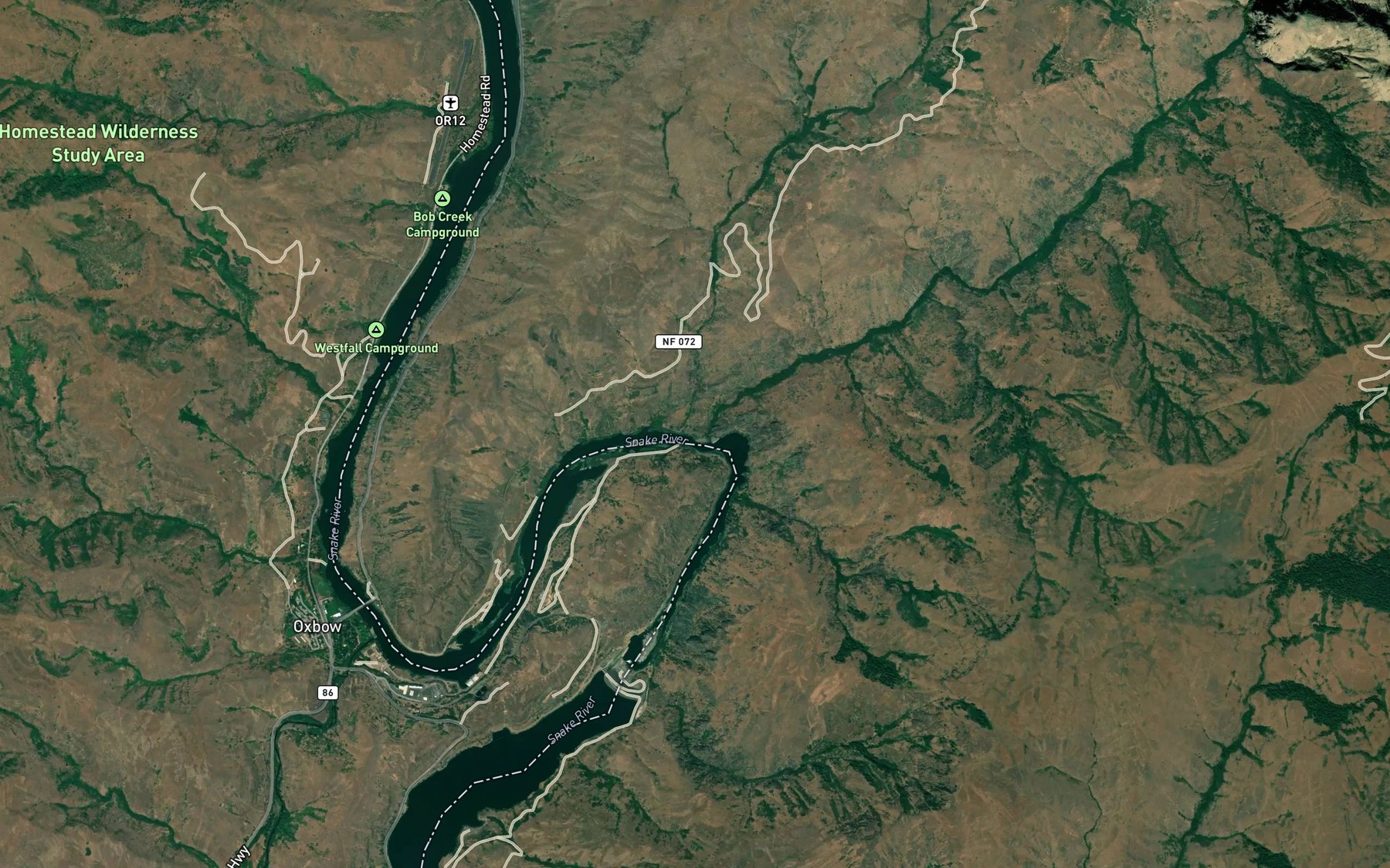 Satellite map of the Indian Creek