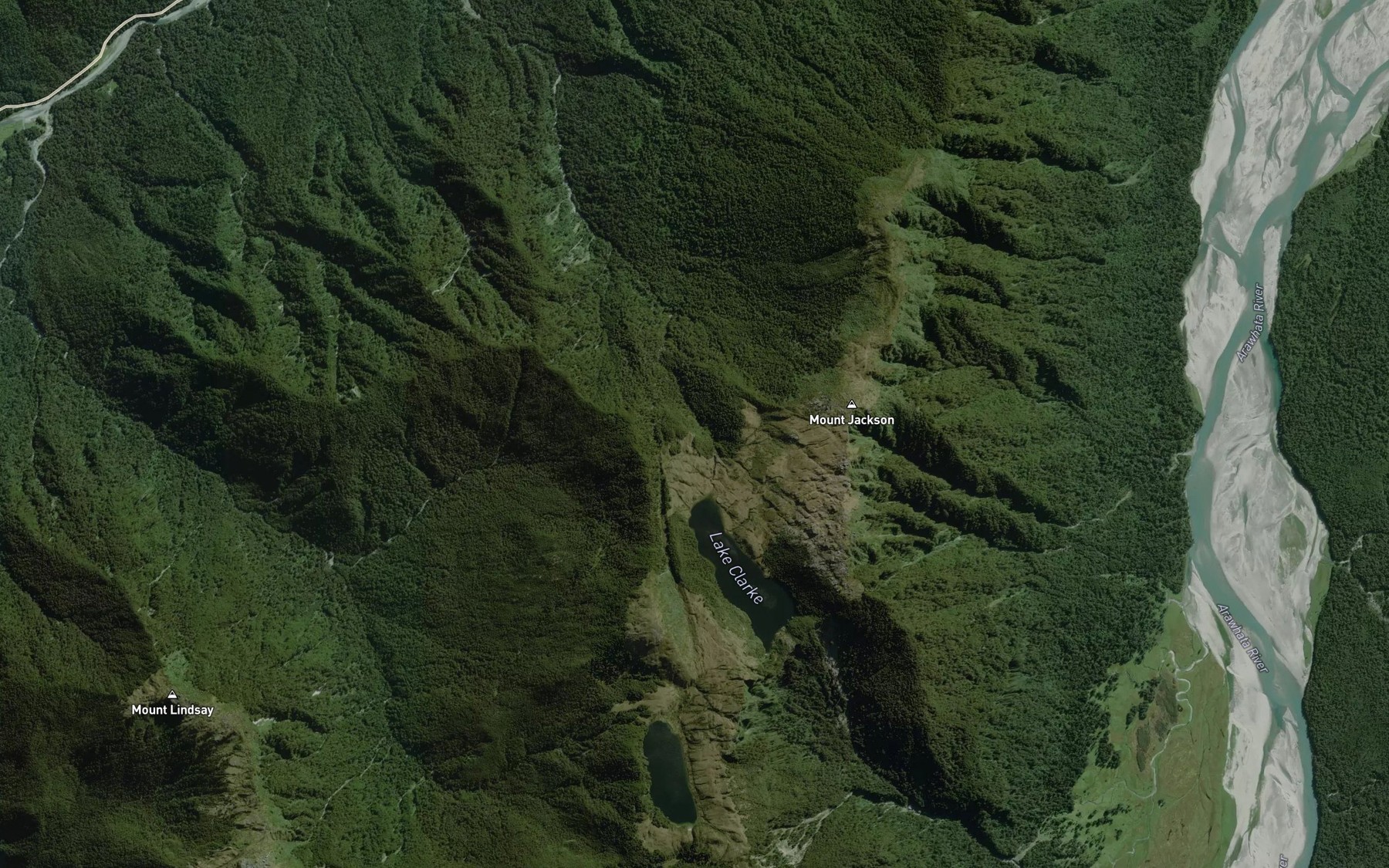 Satellite map of the Lake Clarke