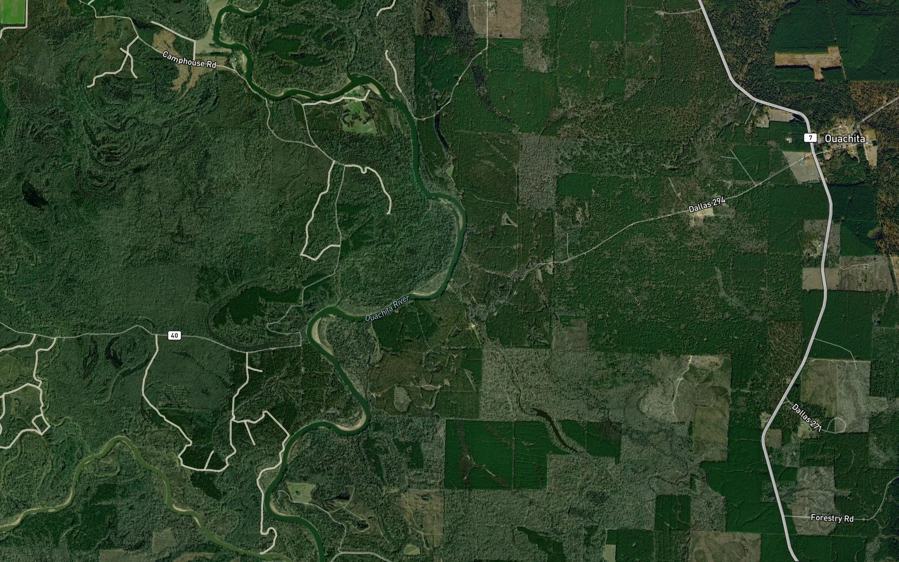 Satellite map of the Brushy Creek