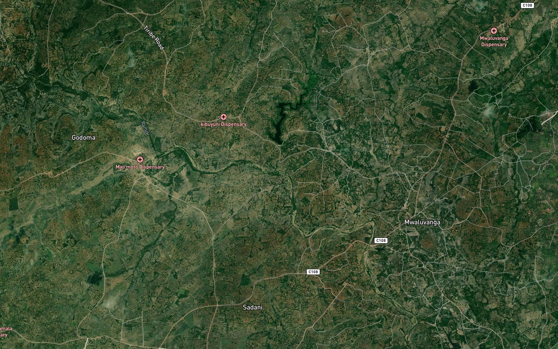 Satellite map of the Mkanda