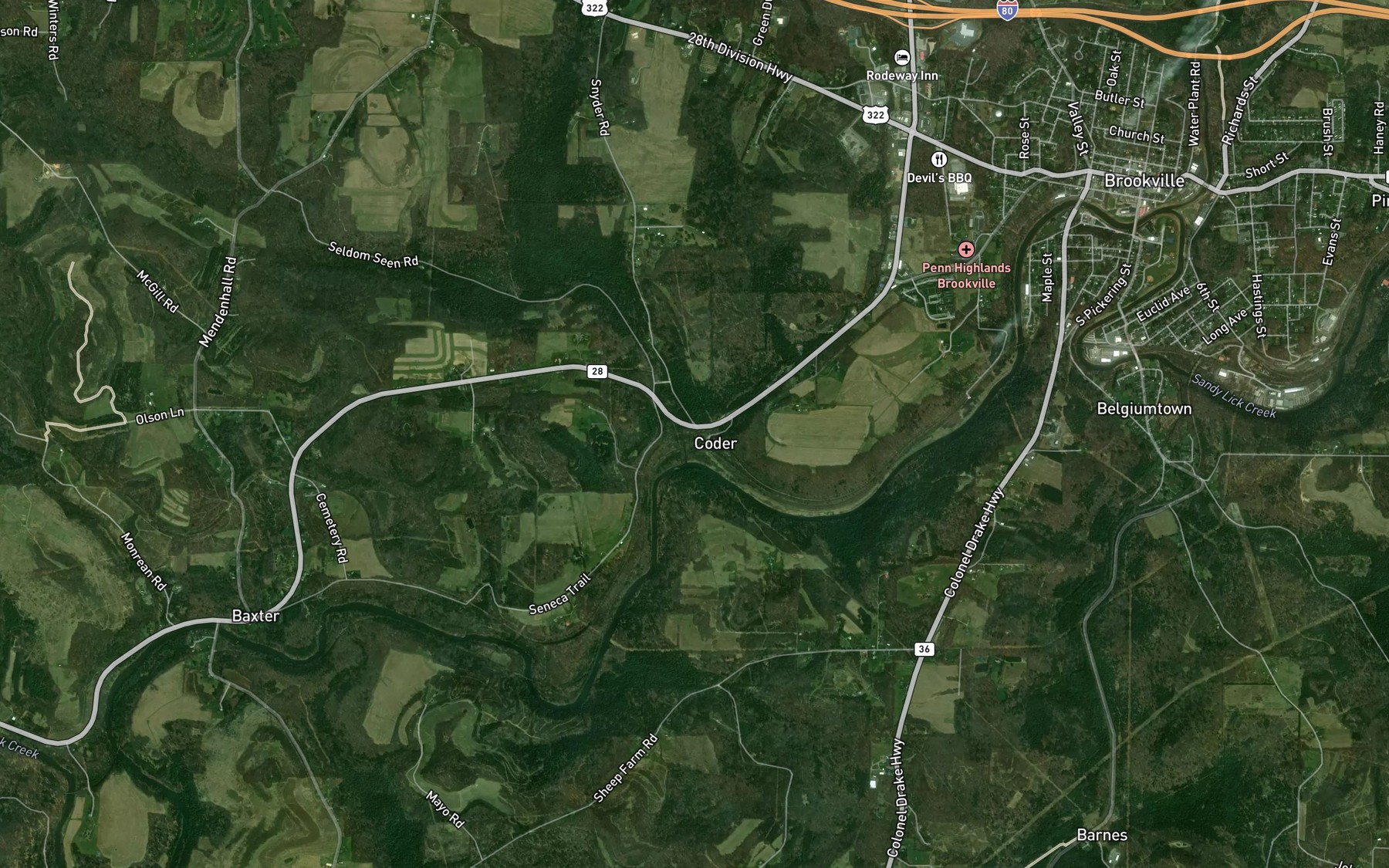 Satellite map of the Coder Run