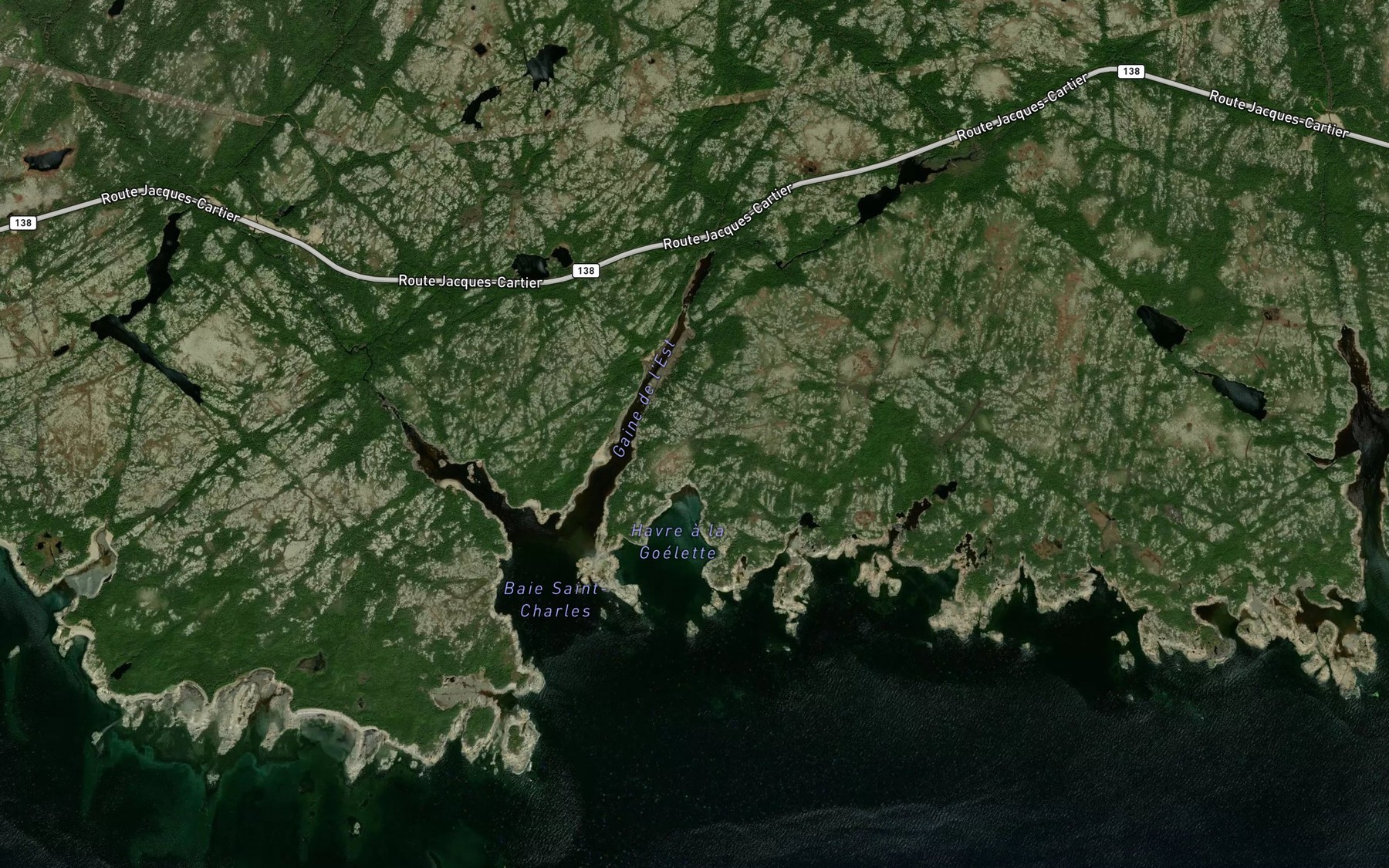 Satellite map of the Havre a la Goelette