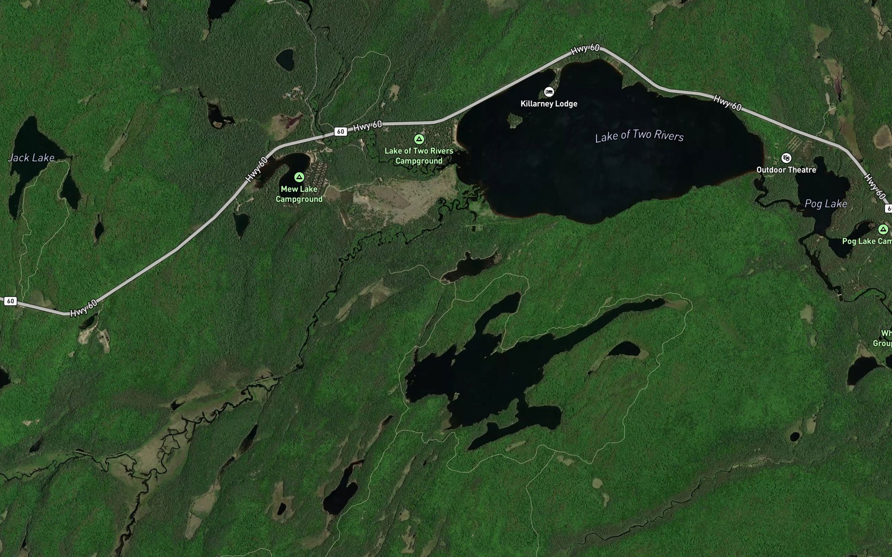 Satellite map of the North Madawaska River