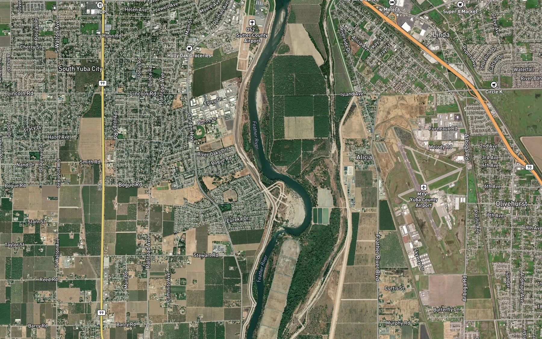 Satellite map of the Shanghai Bend