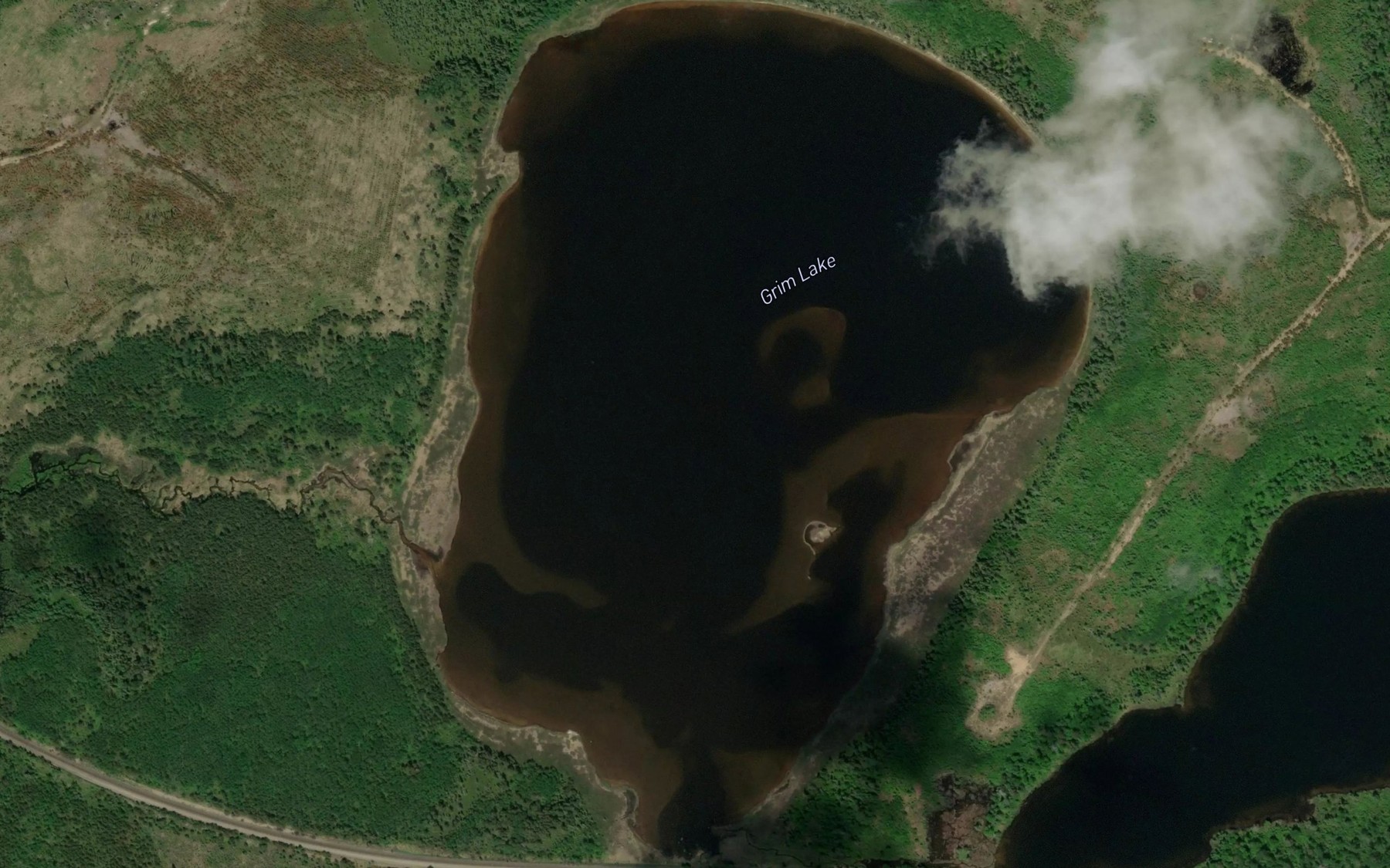 Satellite map of the Grim Lake