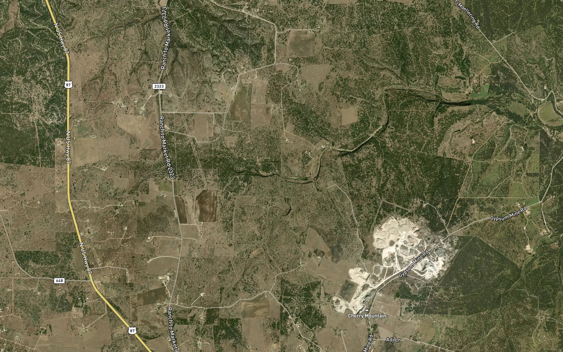 Satellite map of the Rocky Creek