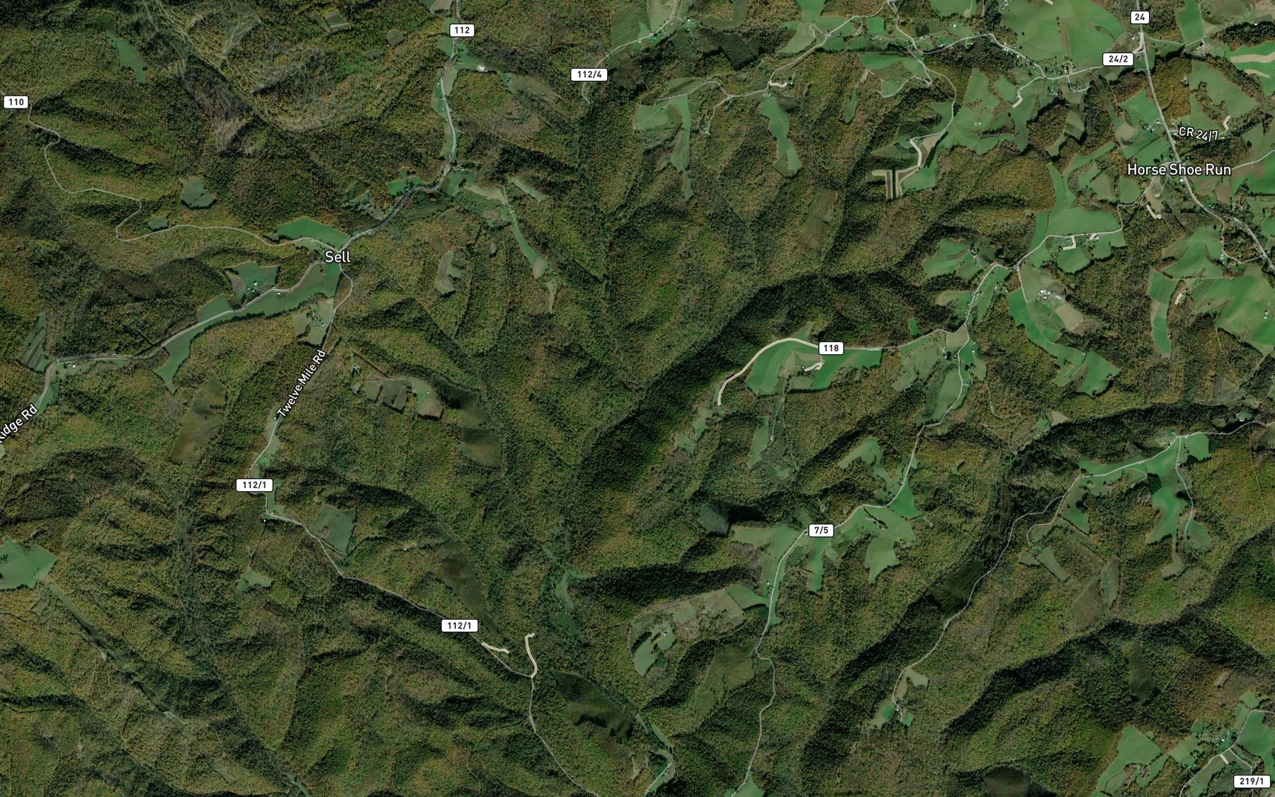 Satellite map of the Bear Run