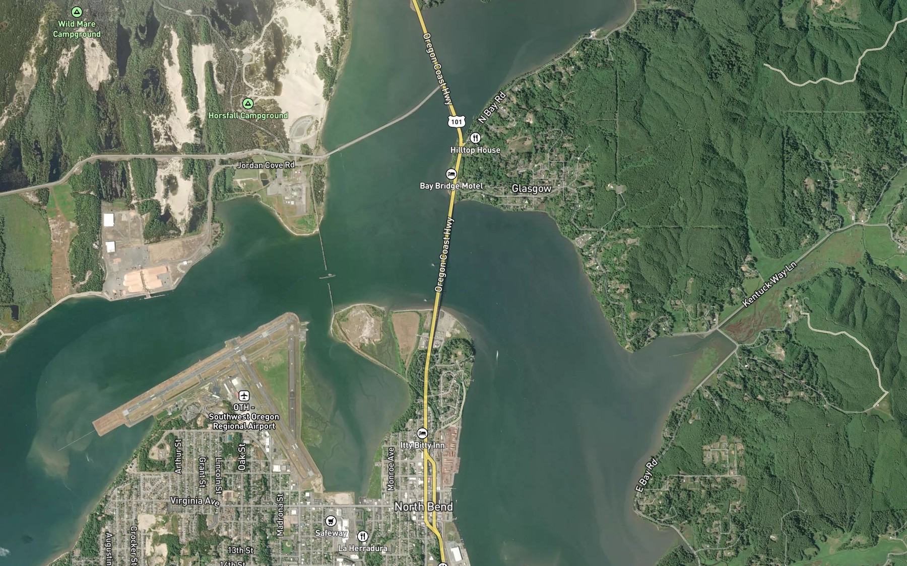 Satellite map of the North Bend Lower Range Channel