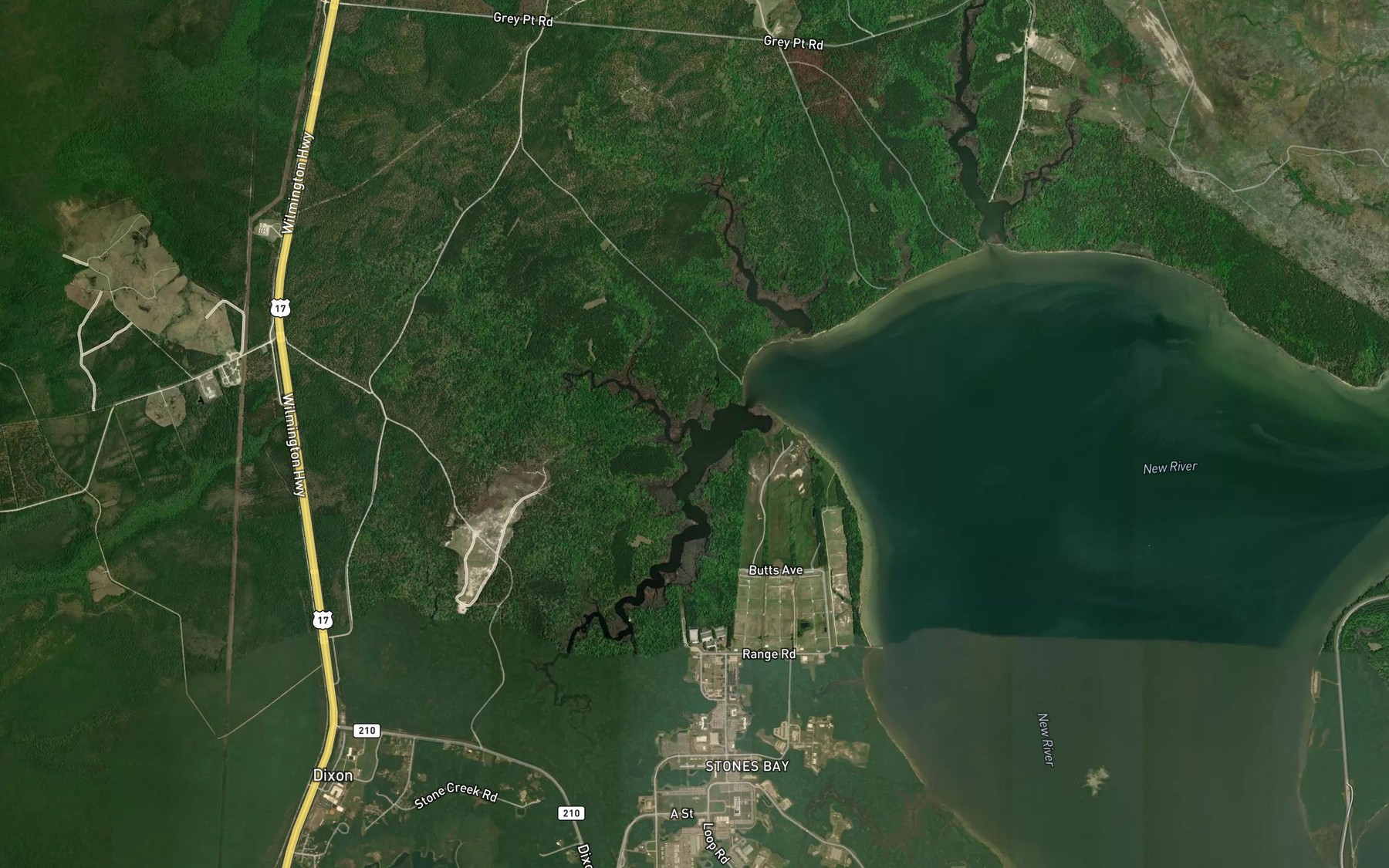 Satellite map of the Millstone Creek