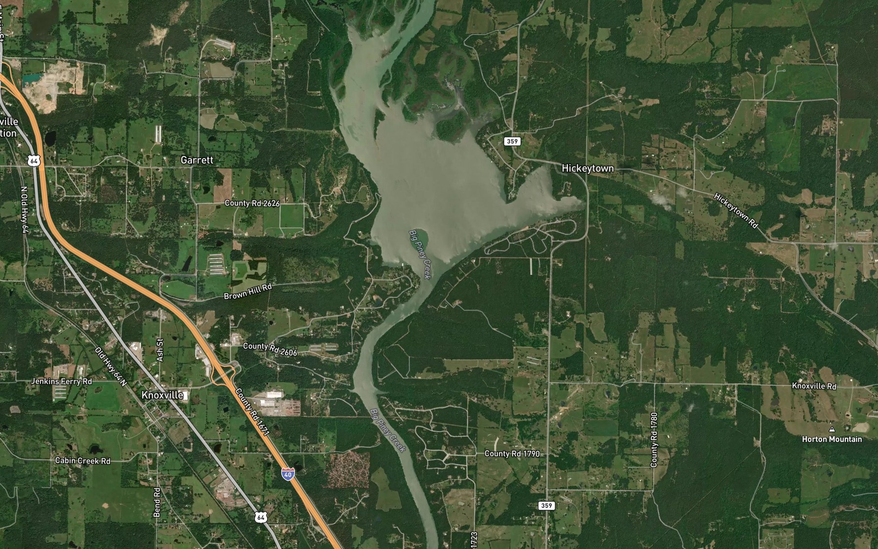 Satellite map of the Cedar Creek