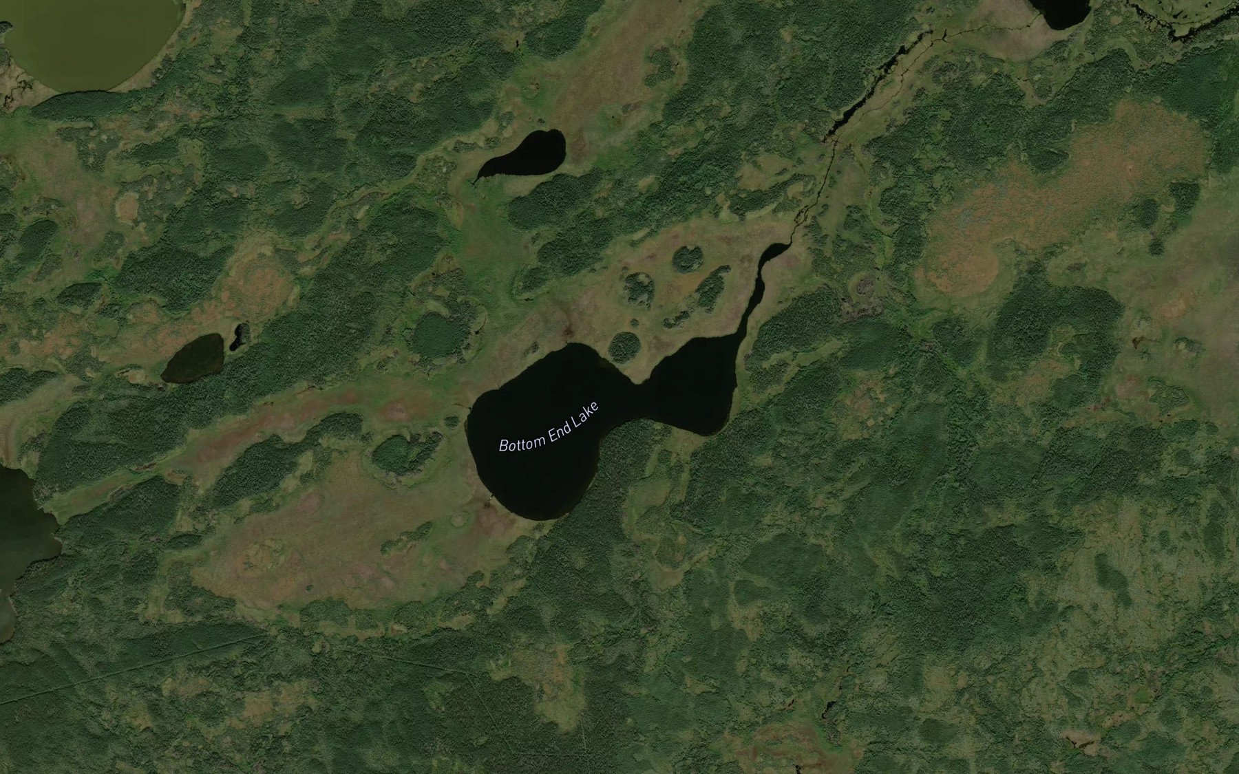 Satellite map of the Bottom End Lake