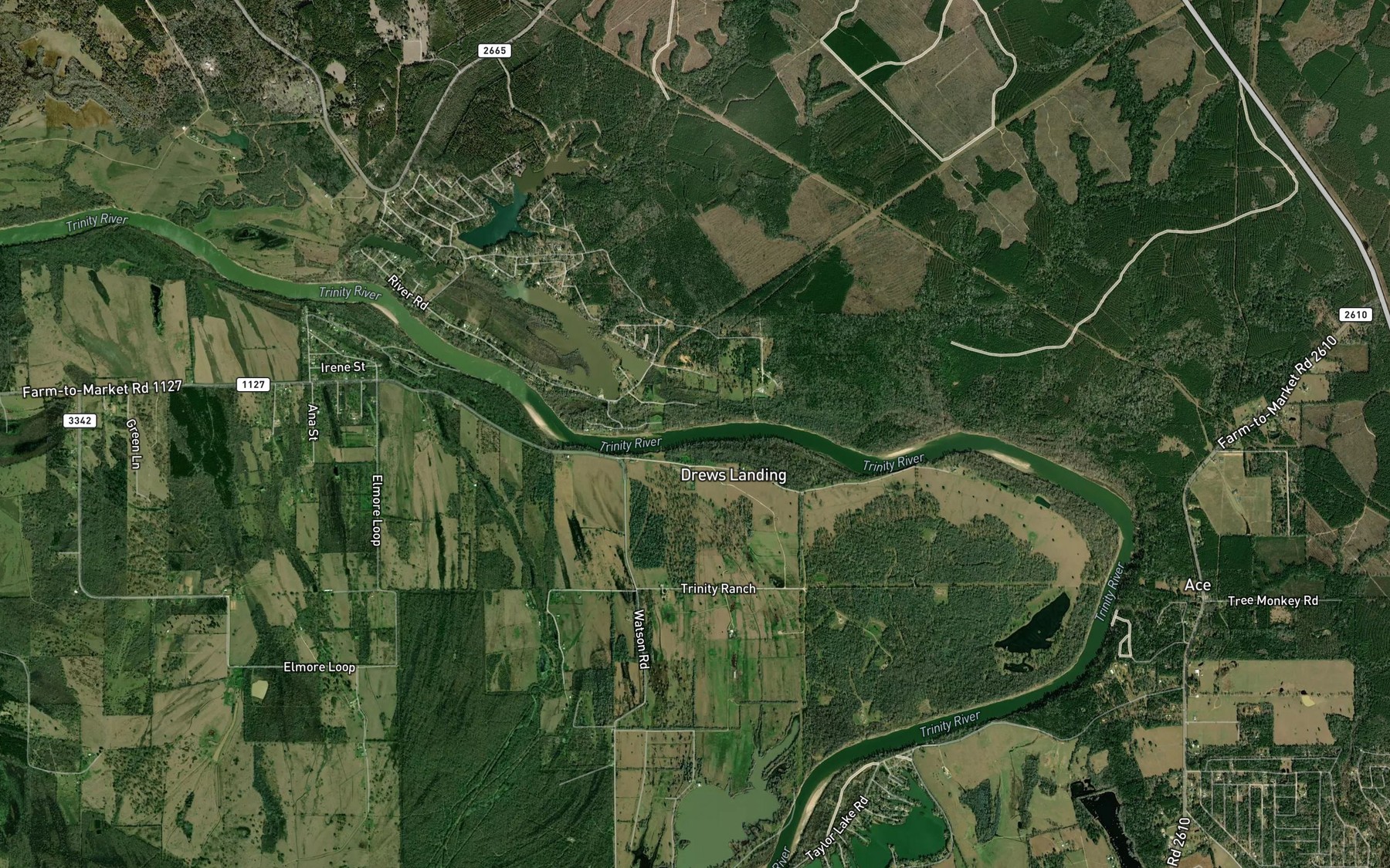 Satellite map of the Sally Creek