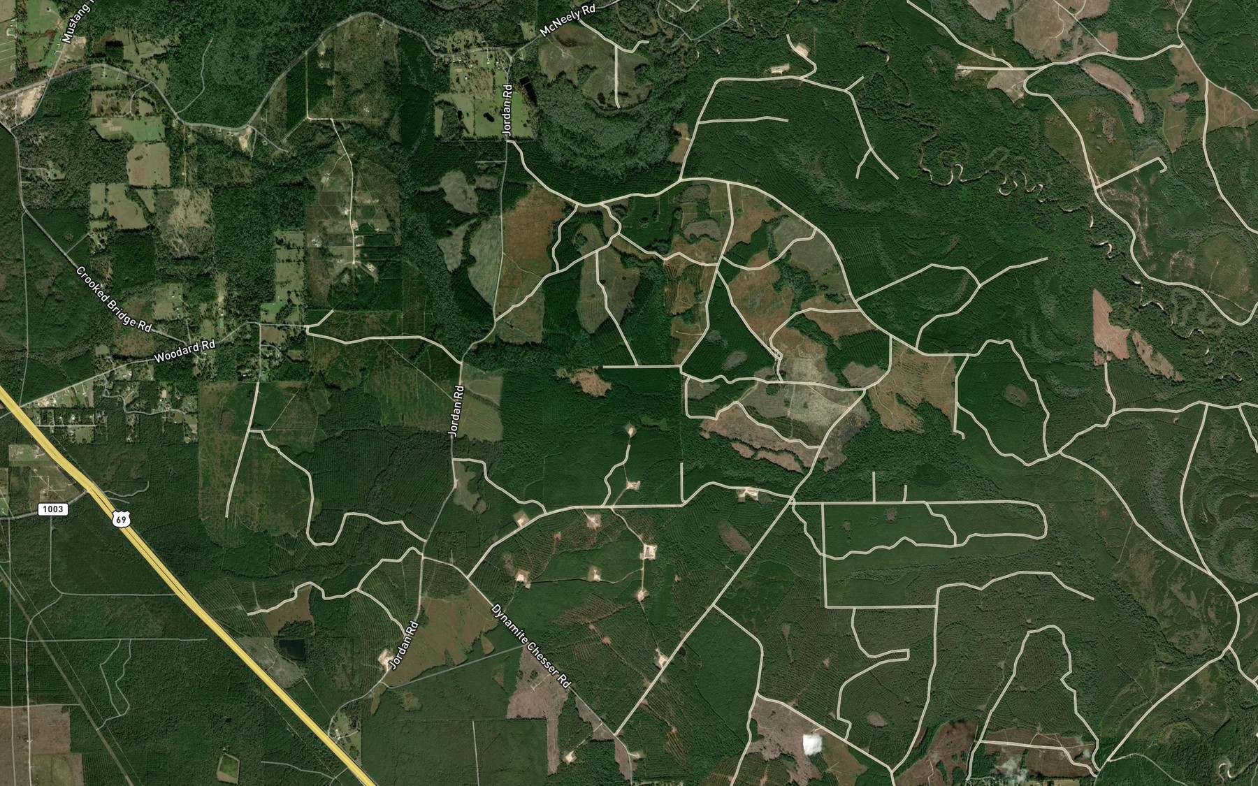 Satellite map of the Pinoak Branch