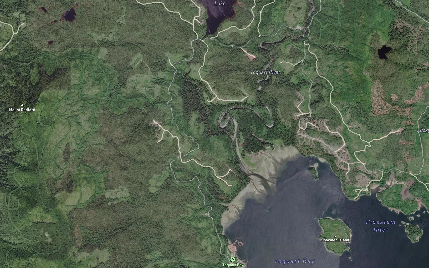 Satellite map of the Little Toquart Creek