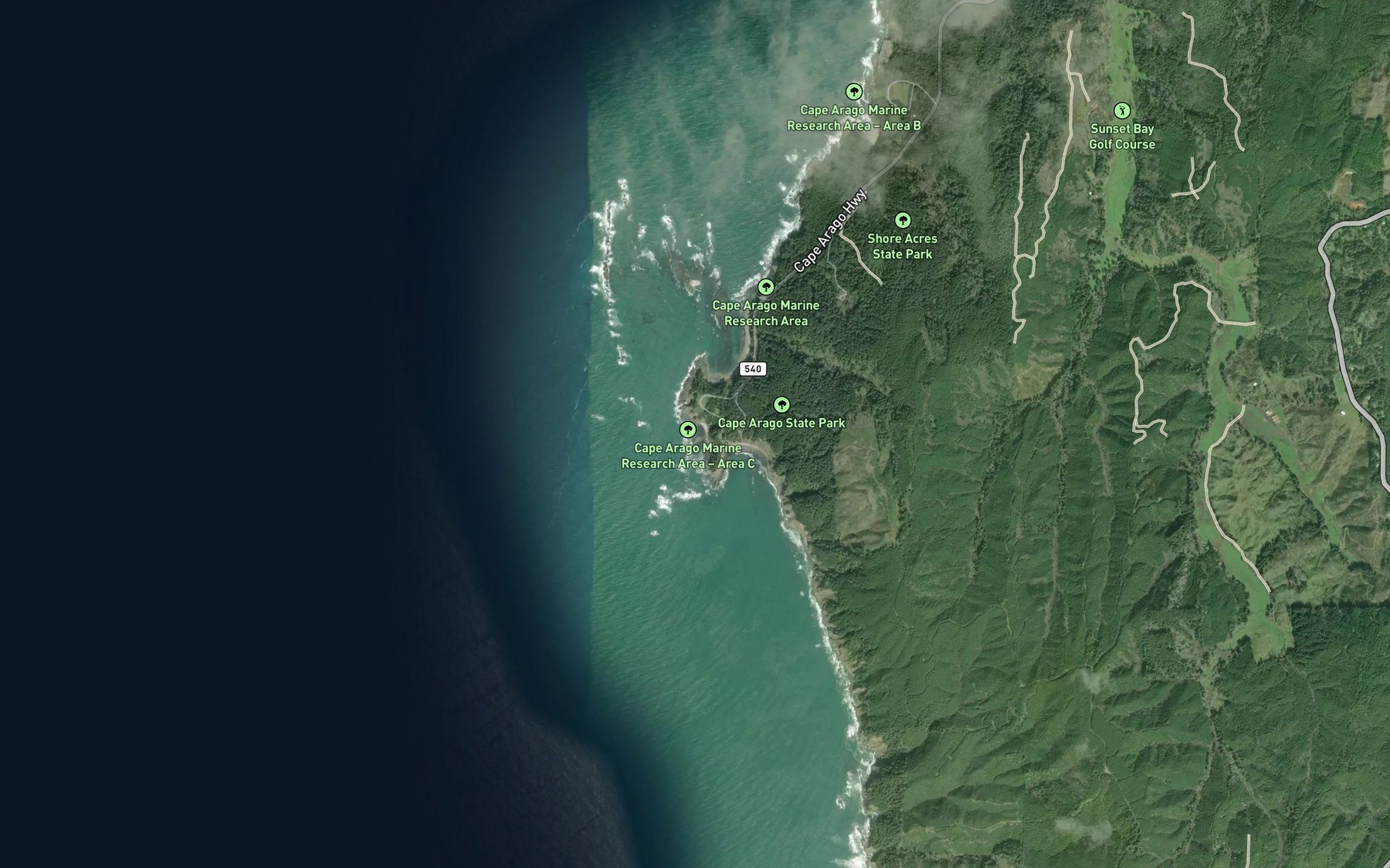 Satellite map of the Middle Cove