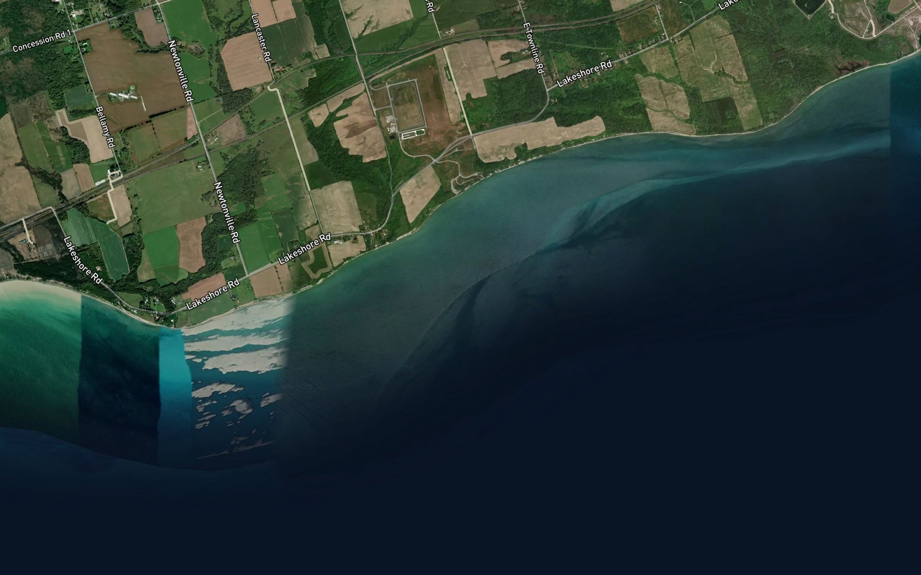 Satellite map of the Port Granby Creek