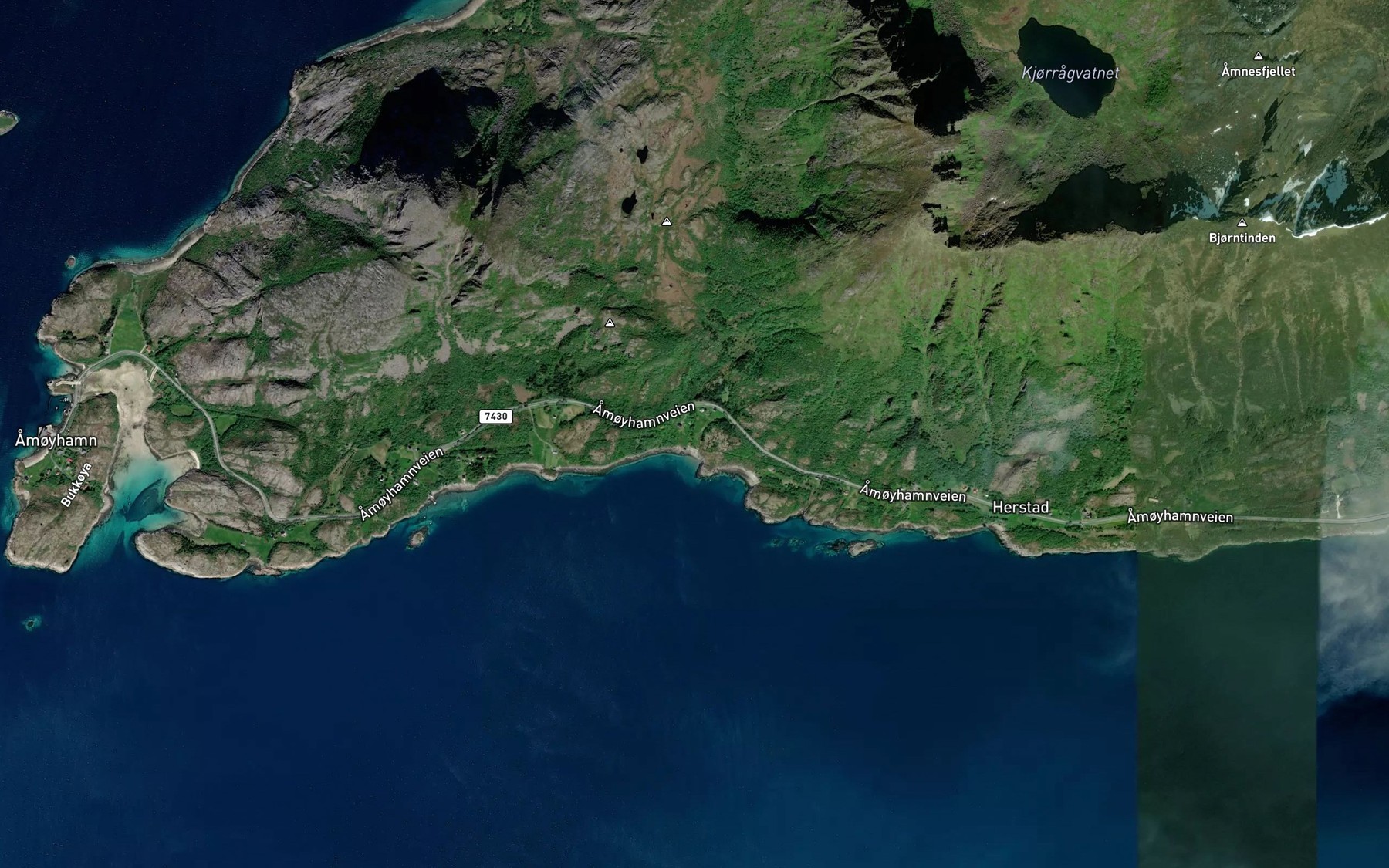 Satellite map of the Buvikelva
