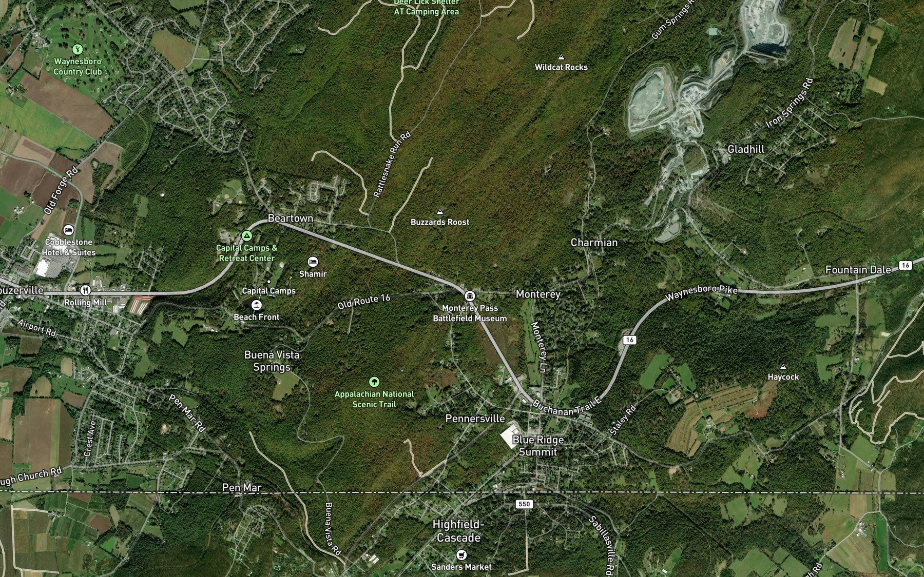 Satellite map of the Browns Spring