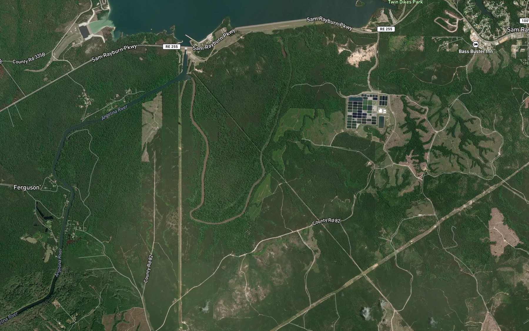 Satellite map of the Hog Creek