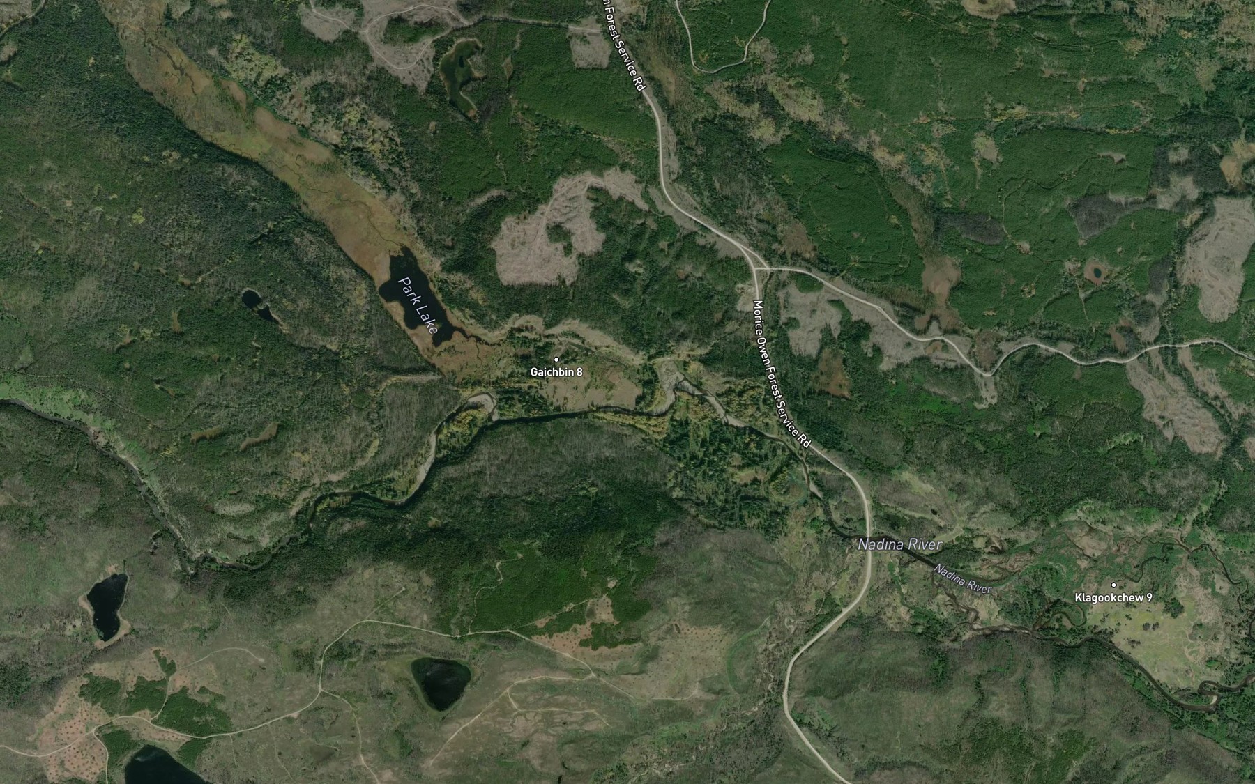 Satellite map of the Peter Aleck Creek