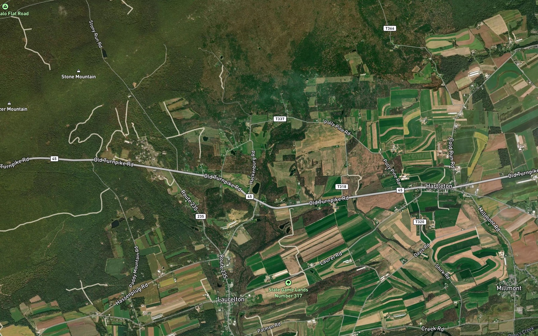 Satellite map of the Bartley Run